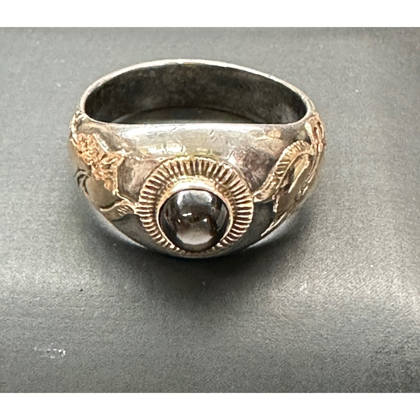 Vintage Sterling Silver 14k Gold Trojan Ring Size 9