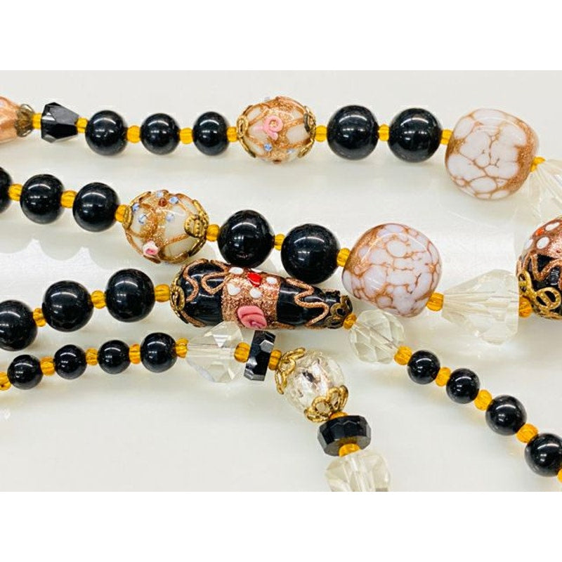 Vintage Venetian Glass Wedding Cake 50 1/2" Long Beaded Necklace
