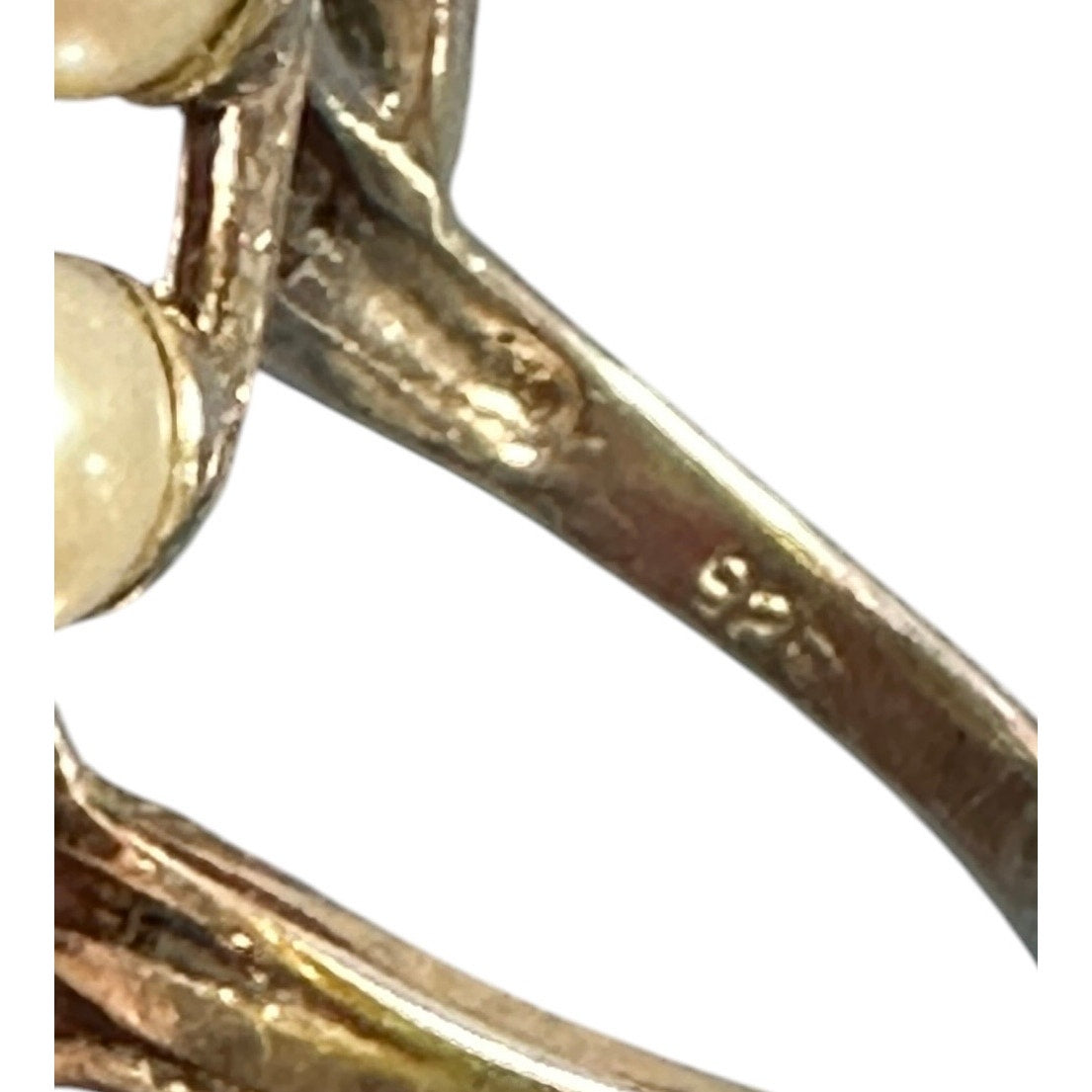 Beautiful Modern Art Nouveau Plique A Jour Cultured Pearl Sterling Silver Ring 9