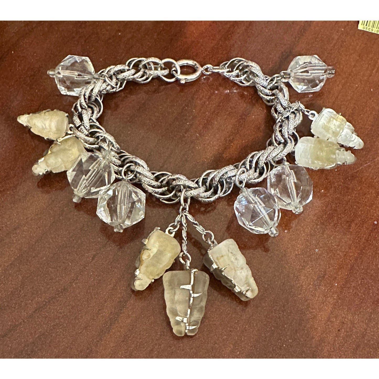 Vintage Charm Bracelet Shimmering Lava Rock Icicles Chunky Mid Century Modern