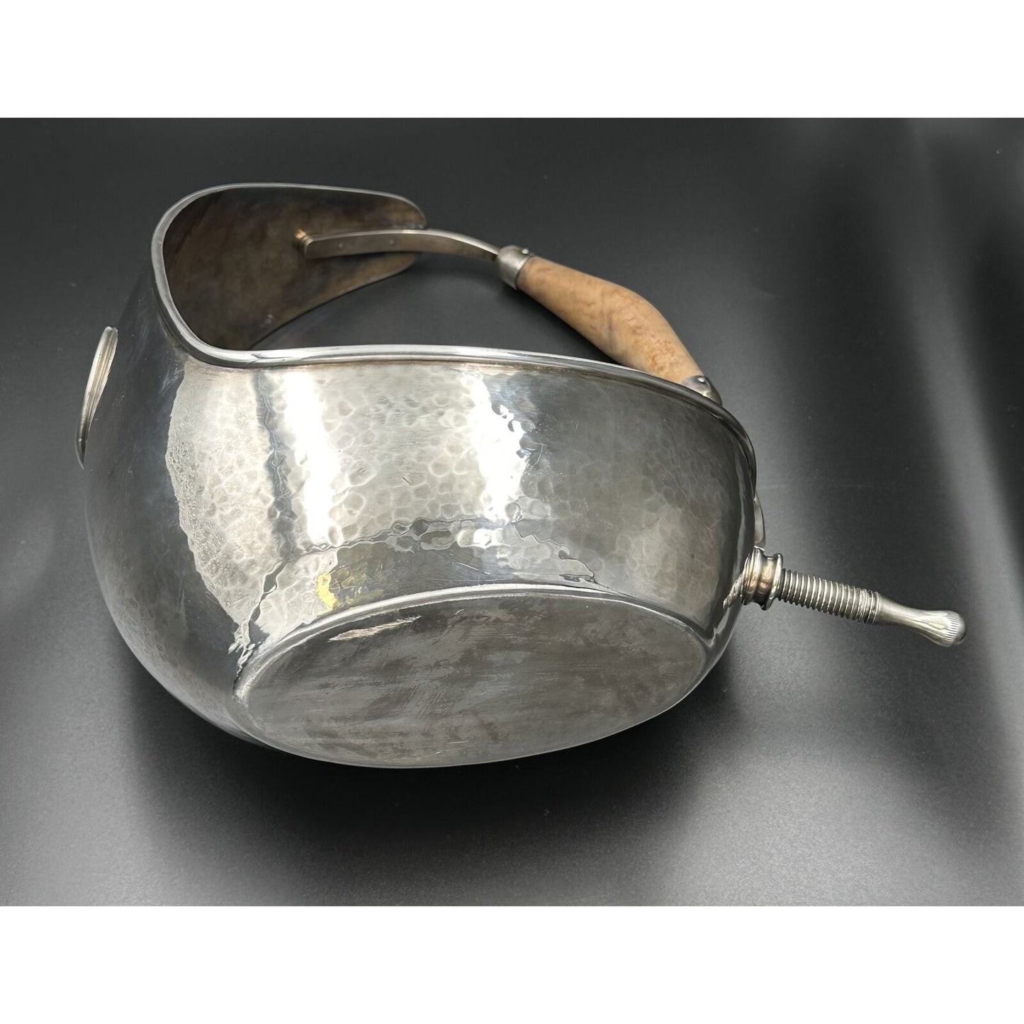Vintage MCM Hand Hammered Silverplate Italian Wine Caddy Bottle Holder server