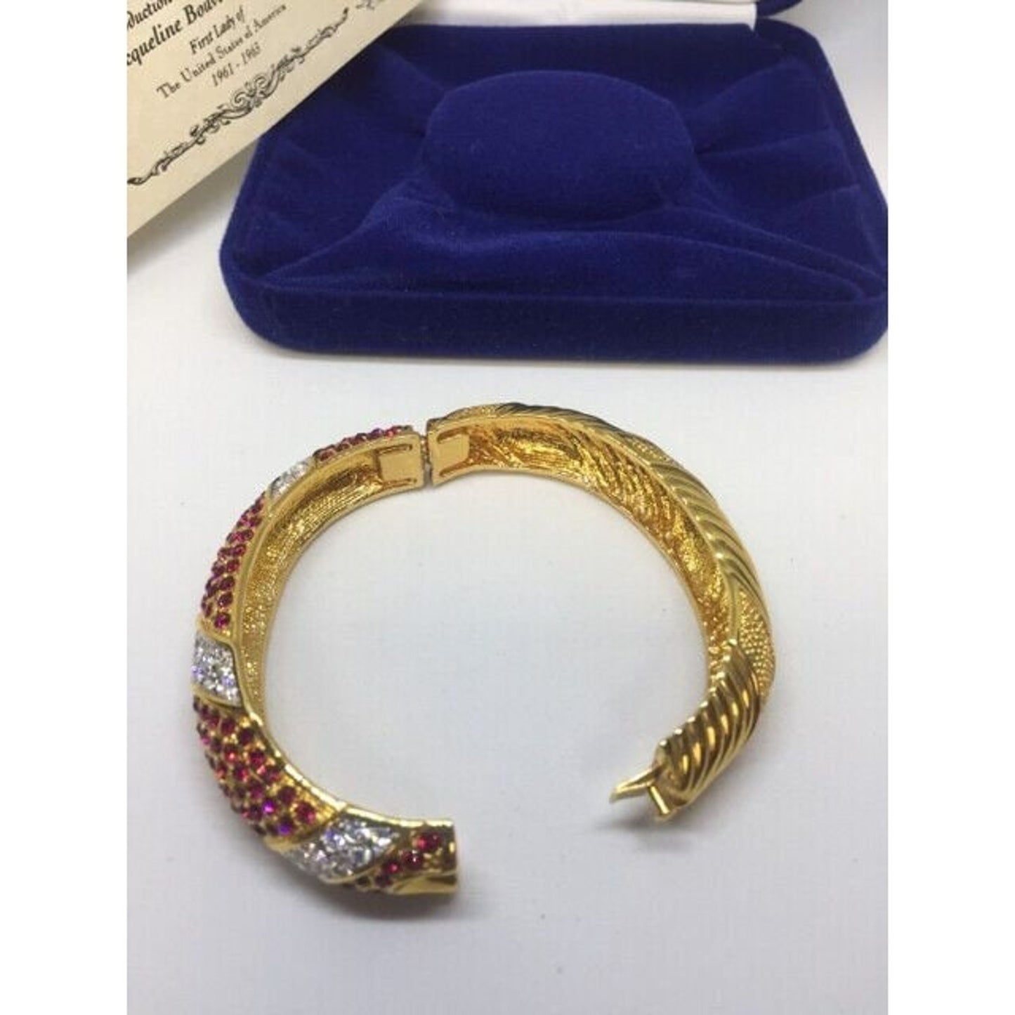 Camrose Kross Jacqueline Kennedy Red & Clear Swarovski Crystals Bracelet
