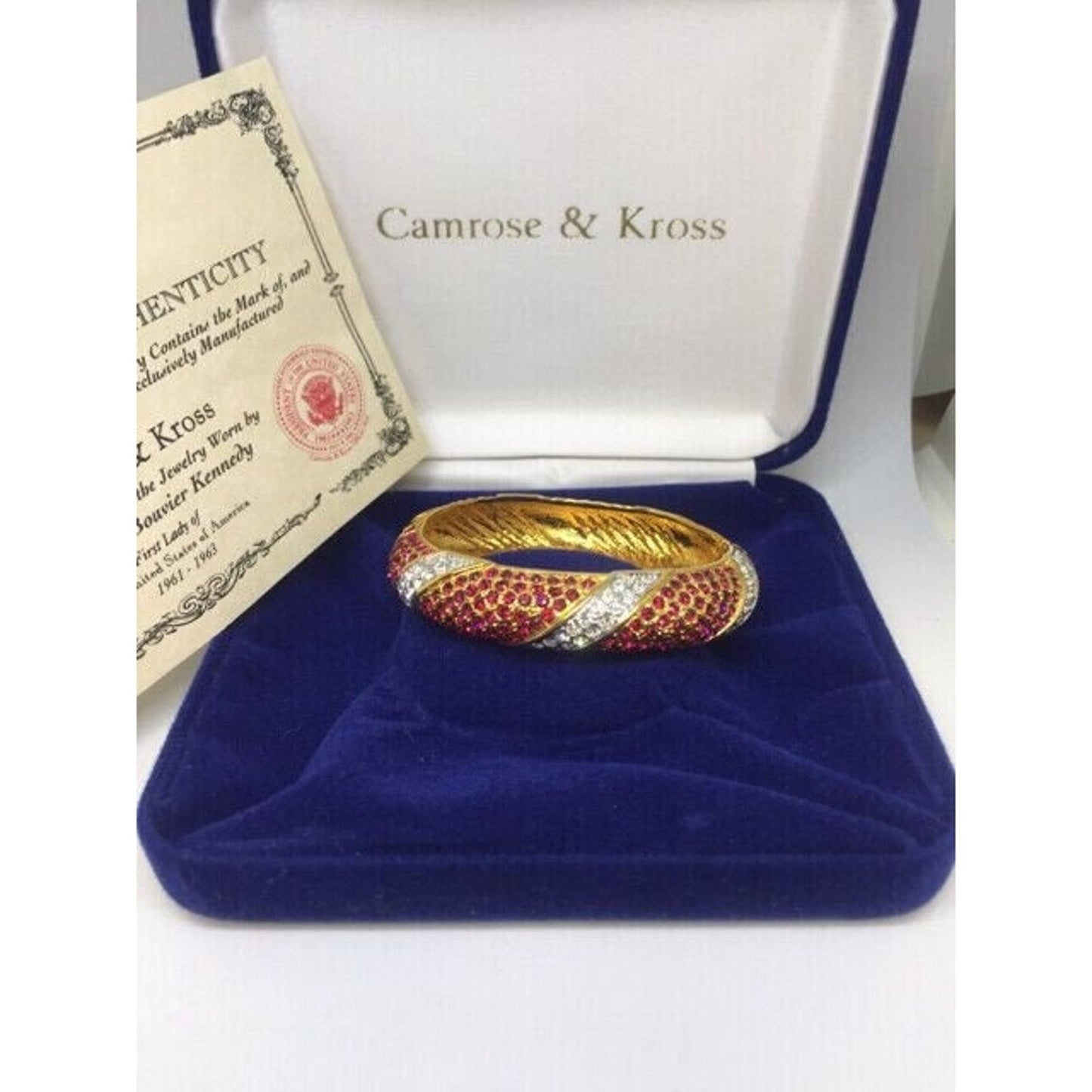 Camrose Kross Jacqueline Kennedy Red & Clear Swarovski Crystals Bracelet