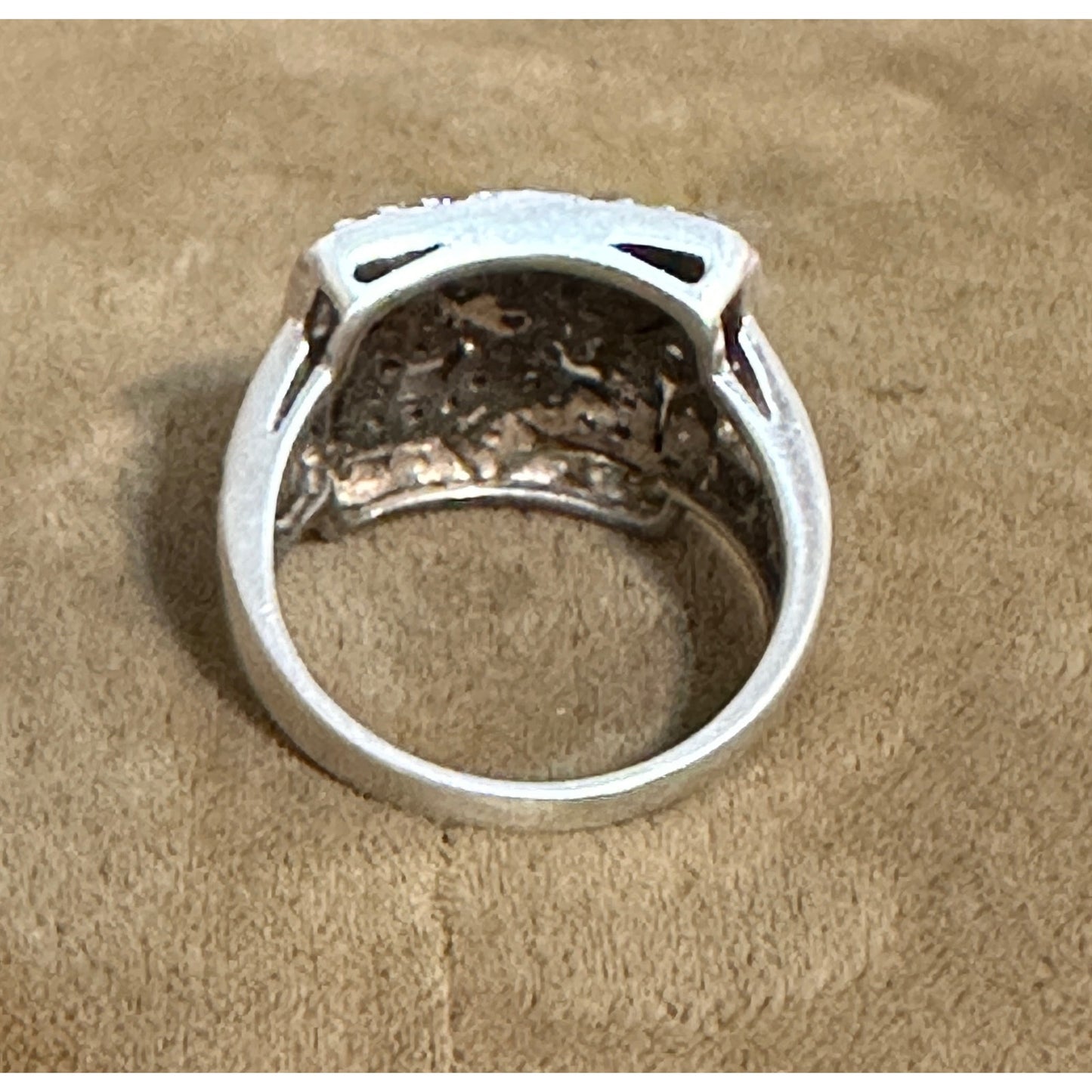 Sterling Silver CZ Art Deco Style Ring Sz 9 Signed CC