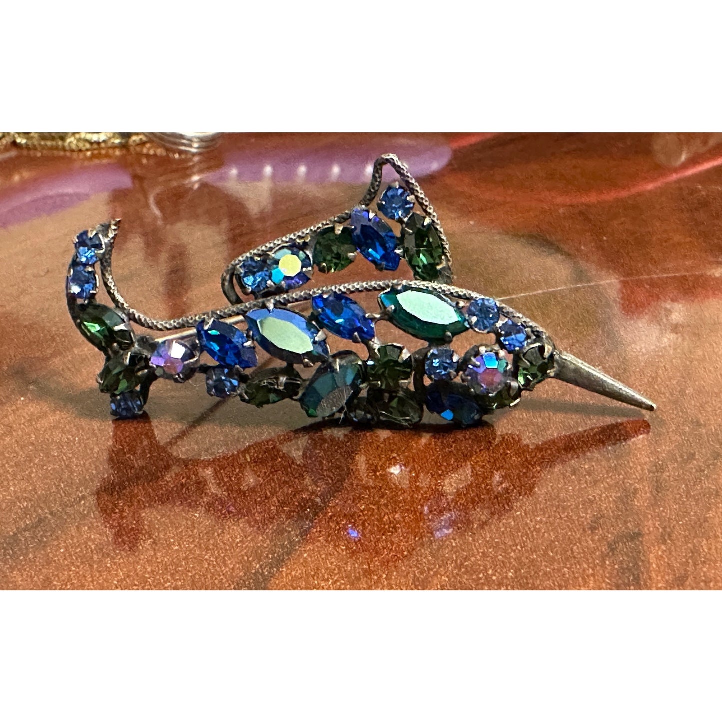 Rare Vintage Regency Blue Swordfish Pin Brooch Signed