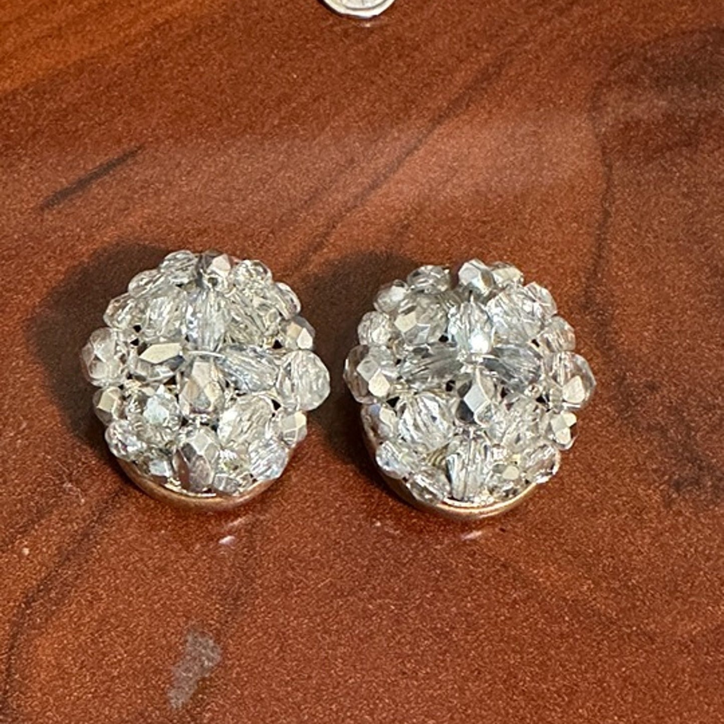 Liz Claiborne Gray Clear Crystal Cluster Clip Earrings