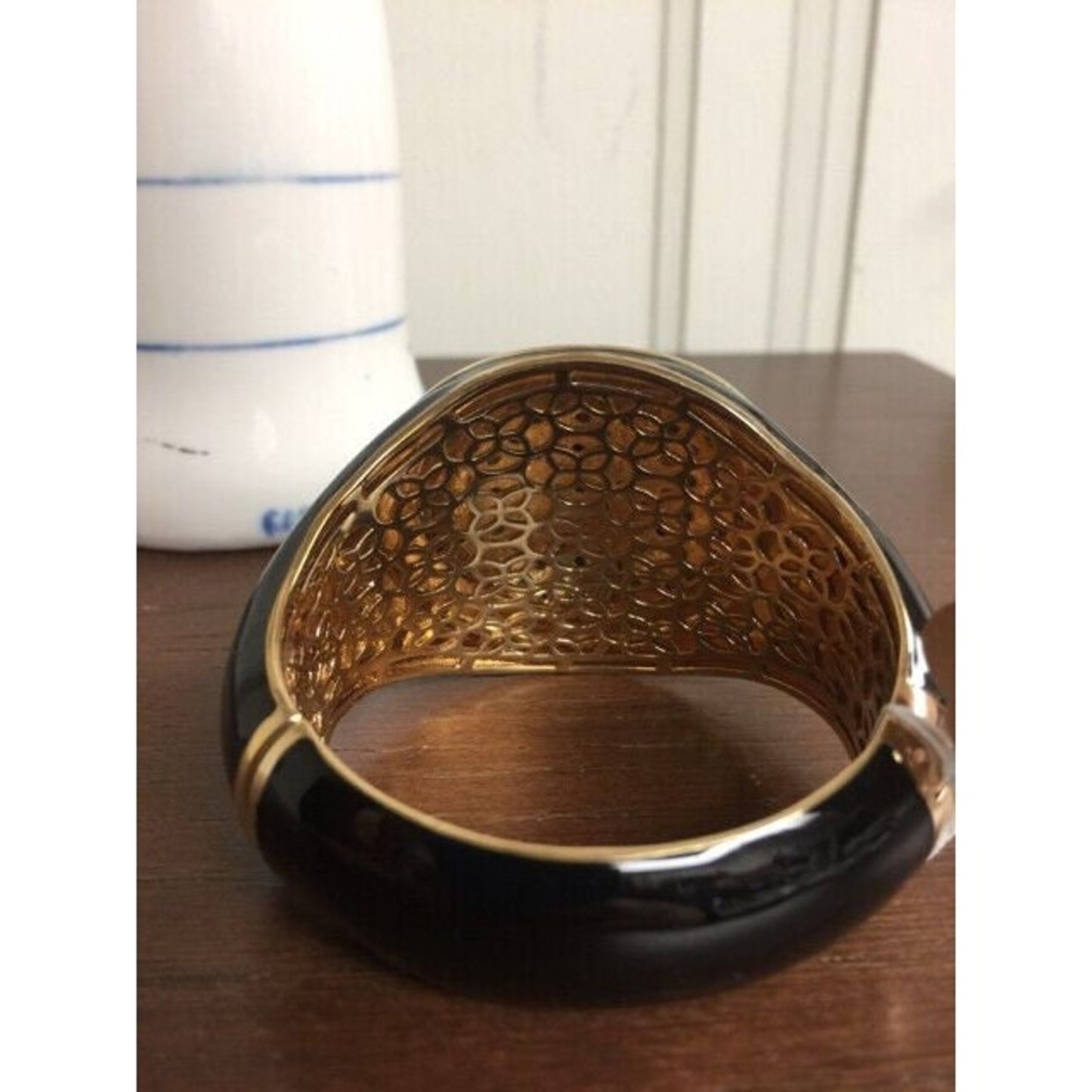 AKKAD Ibiza Sunset Jet Crystal and Enamel Black Bangle Bracelet