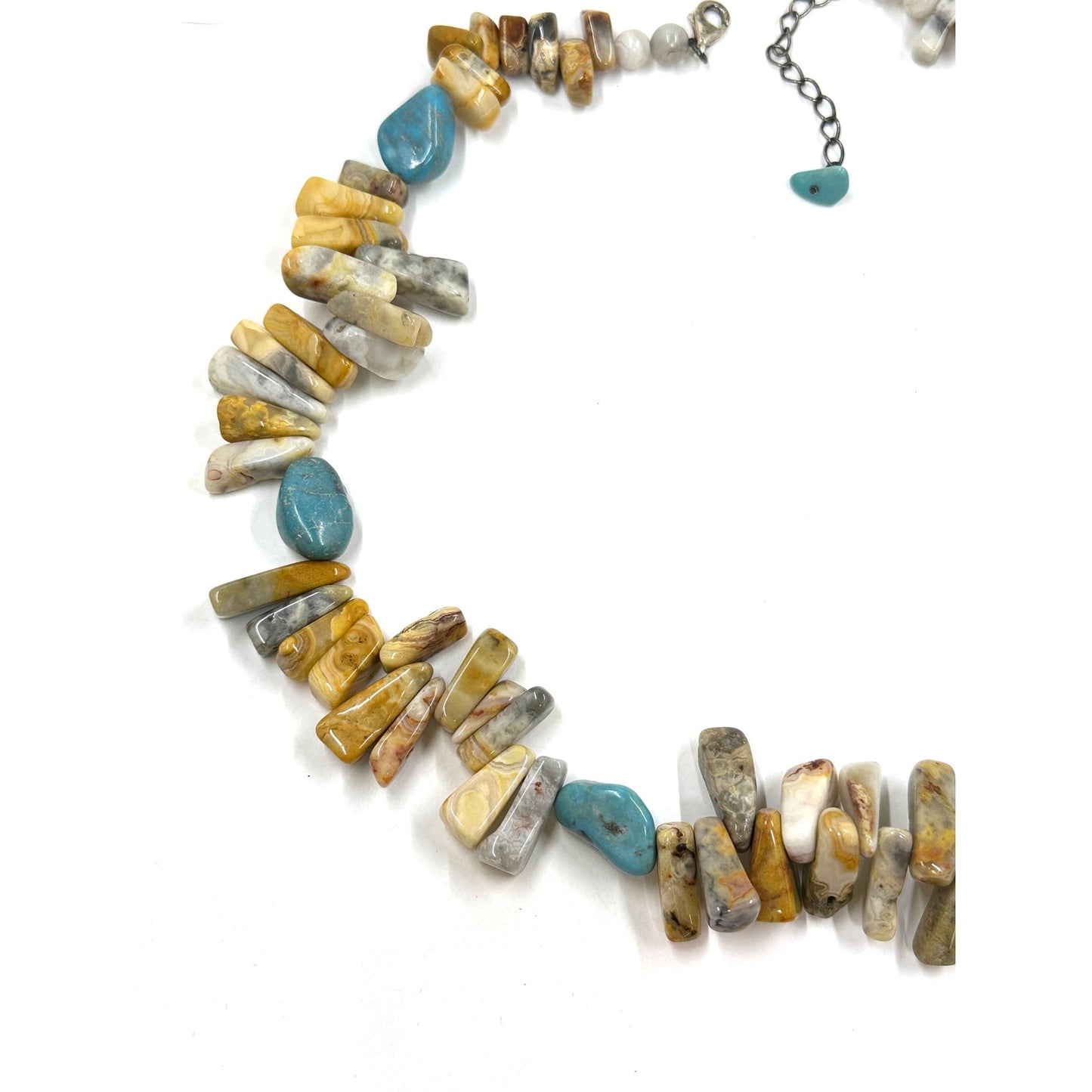 Sterling Silver 925 Southwestern Jasper Stone Turquoise Beaded Choker Necklace
