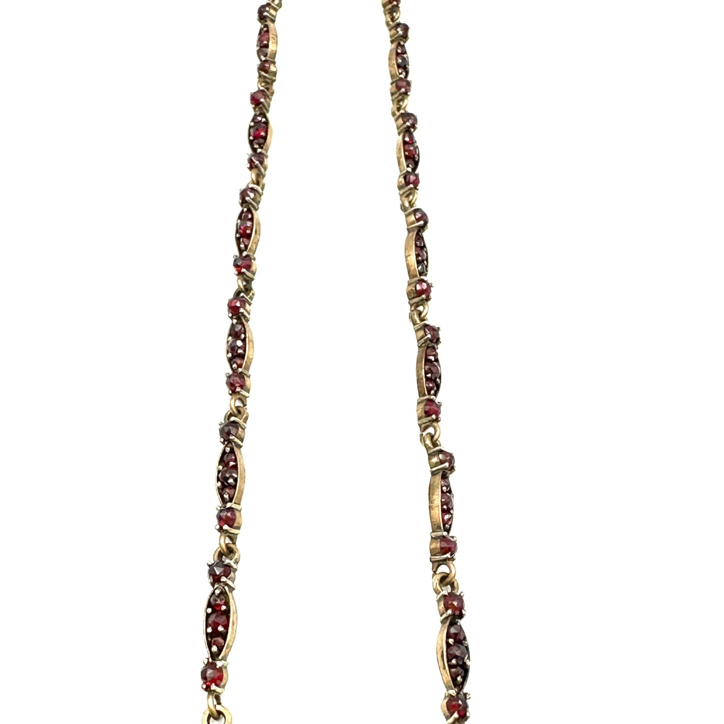 Antique Victorian Bohemian Rose Cut Garnet Moon & Stars Necklace