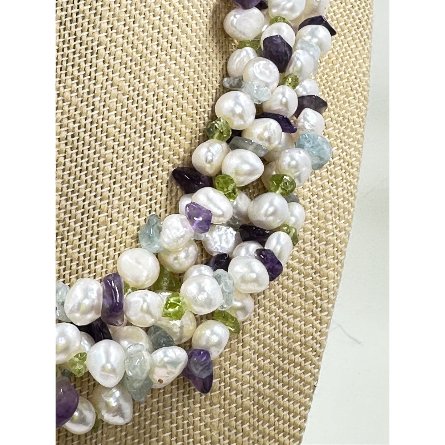 Ross-Simons Multicolored Pearl & Gemstone Torsade Necklace with Sterling Silver