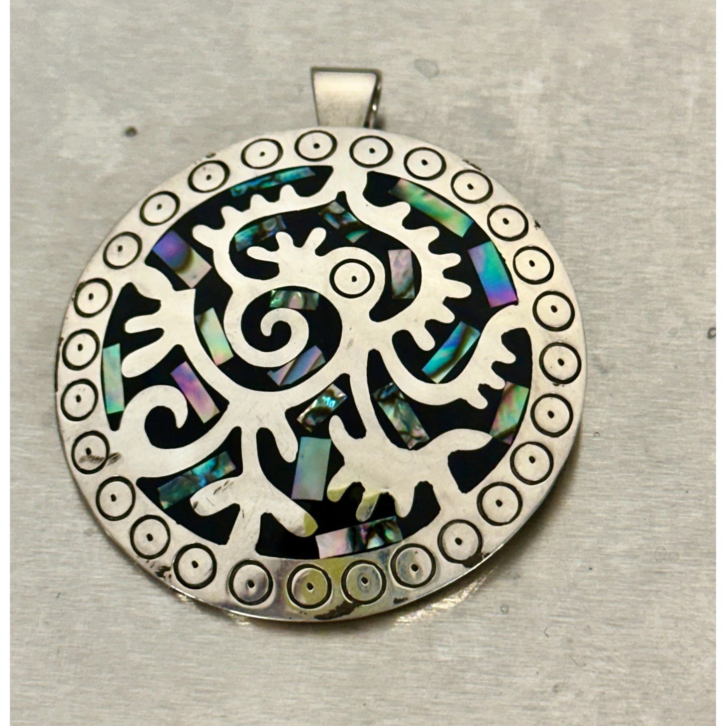 Vintage Mexican Sterling Silver Abalone Shell Brooch Pin / Pendant