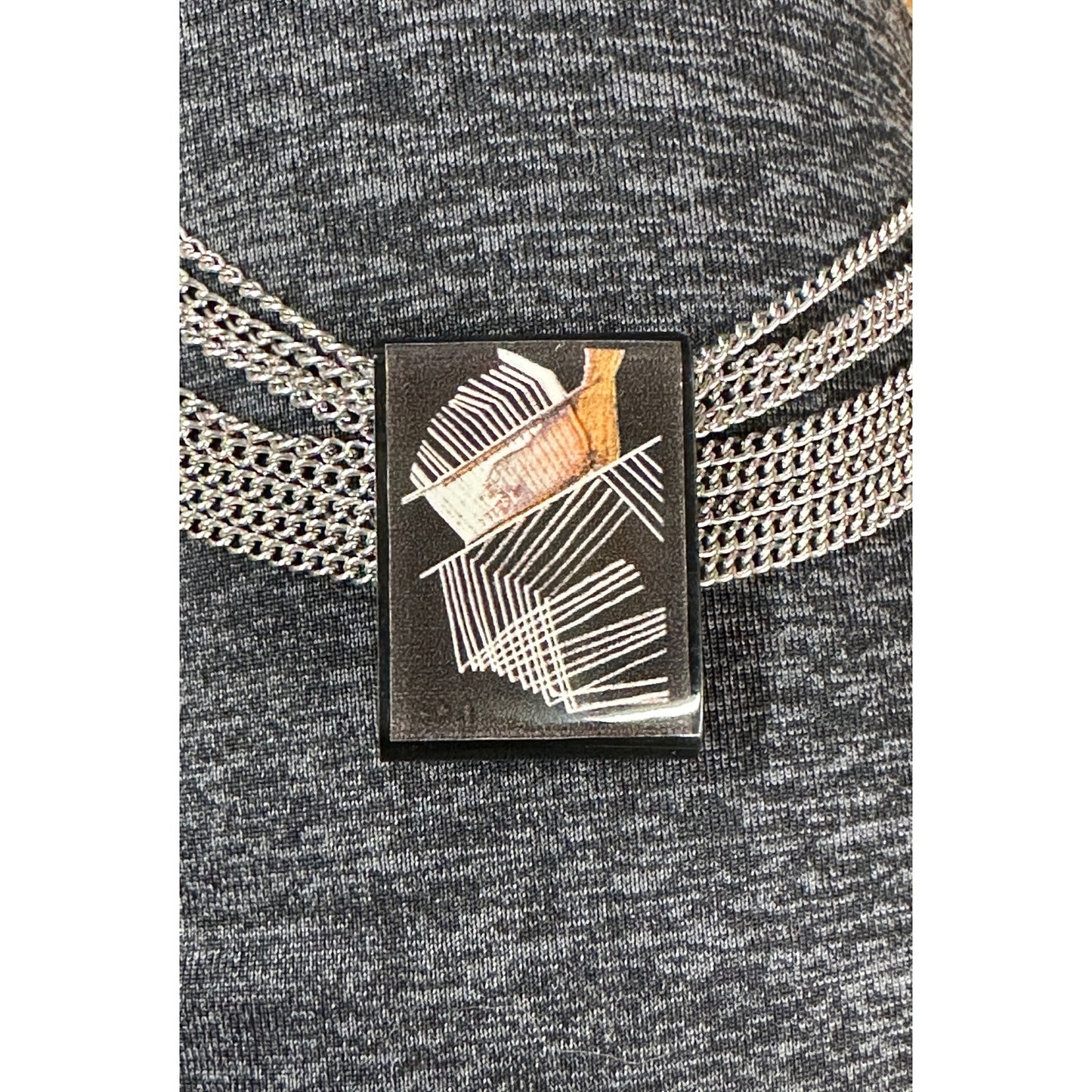 Anne Marie Chagnon Modernist Mod Multi Chain Slide Pendant Necklace