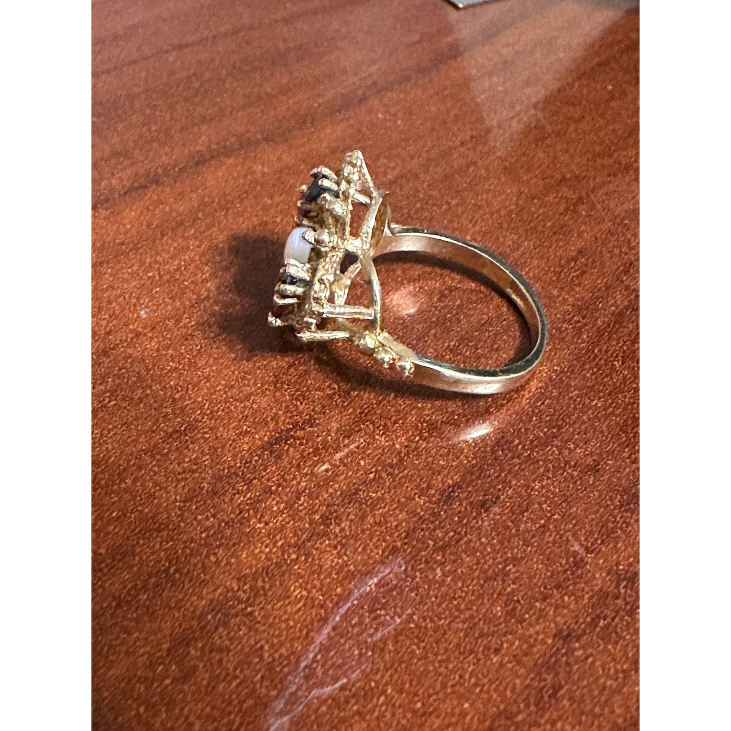 Vintage 14k Gold Multi Gemstone Butterfly Ring Size 5.5