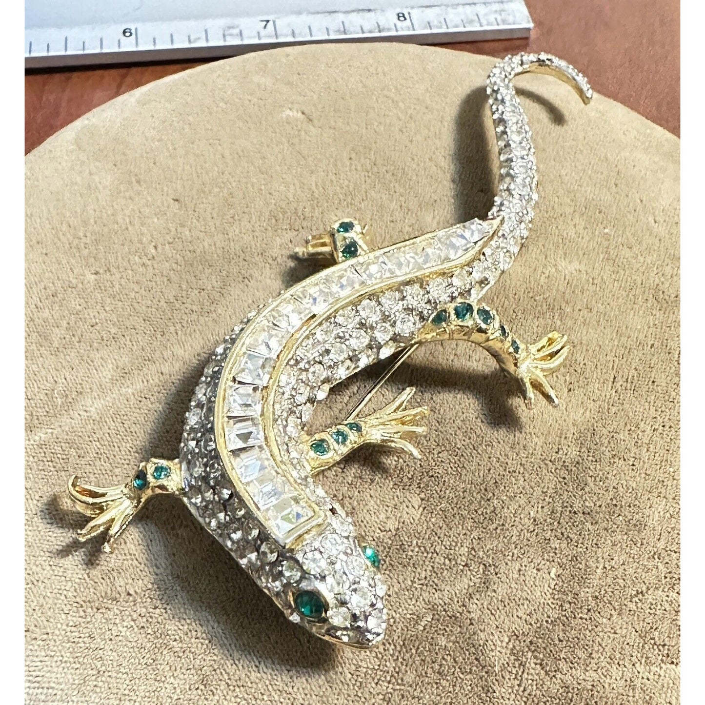 Vintage Maresca Maresco Lizard Gecko Goldtone Rhinestone Brooch