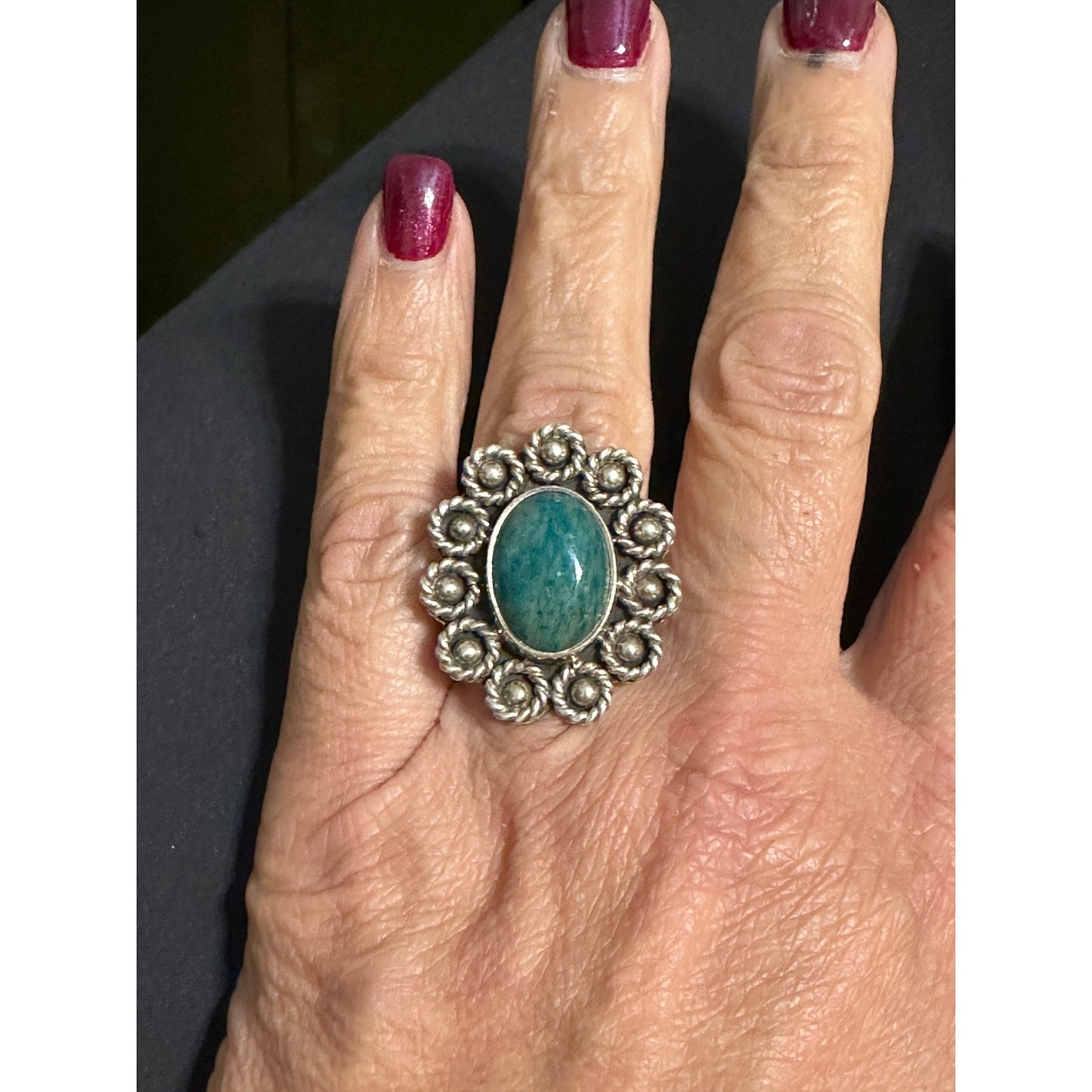 Cii 925 Mexico Green Chrysocolla Sterling Silver Ring Size 9 3/4