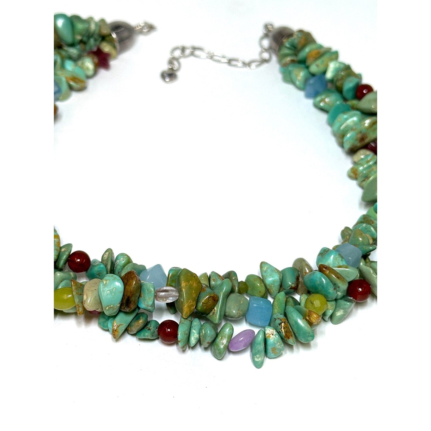 DTR Jay King Sterling Silver Multi Gemstone Triple Strand Necklace.