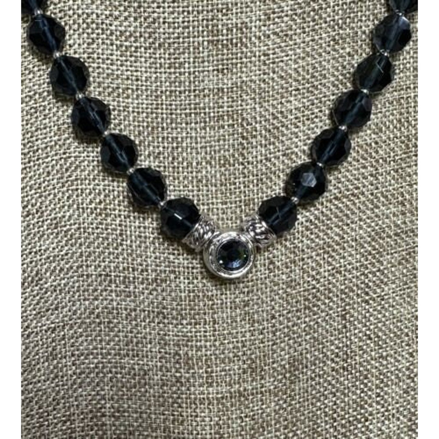 Nolan Miller Pacific Blue Swarovski Crystal Beaded Necklace Reversible Clasp