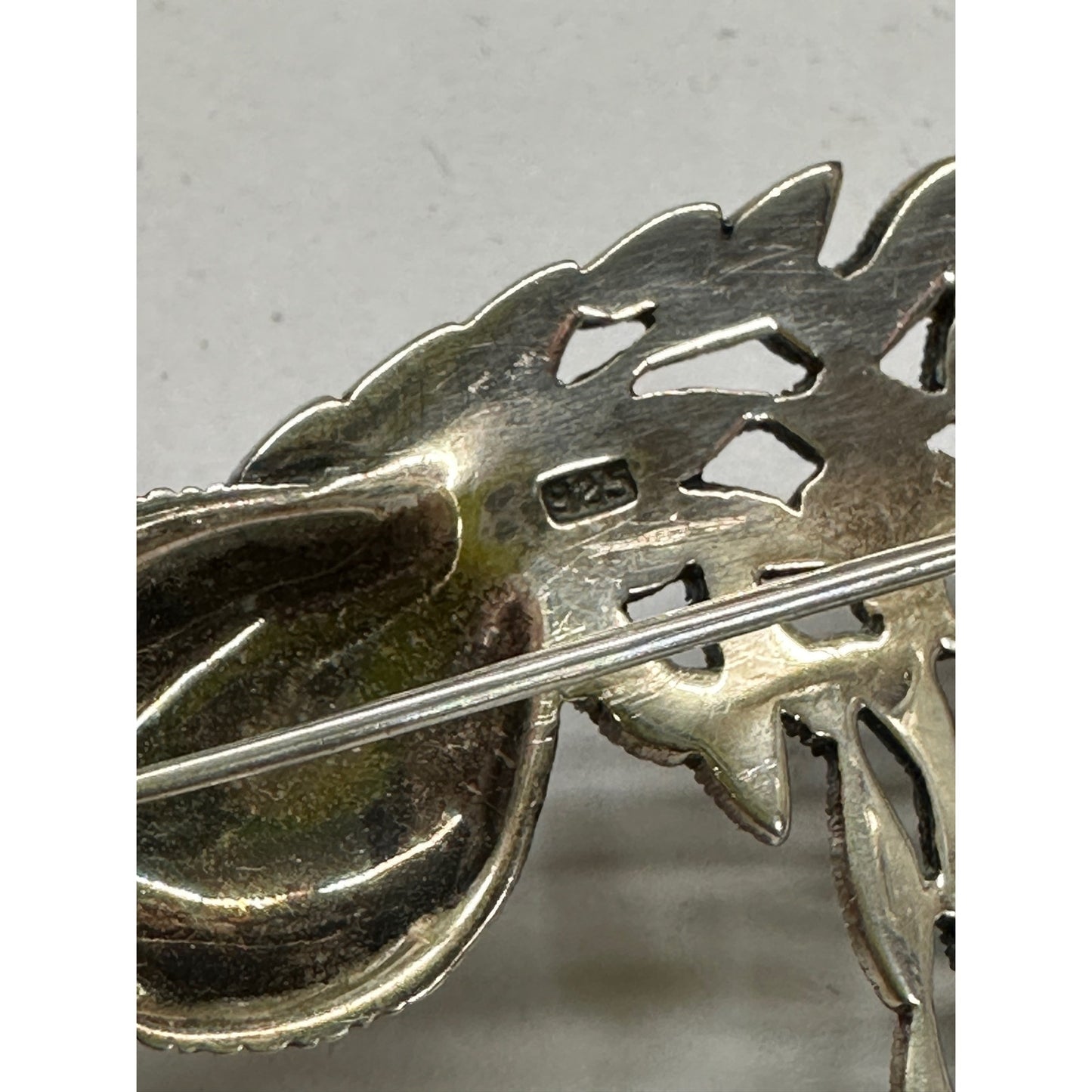 Fabulous Sterling Silver Marcasite multi stone PEACOCK Brooch Pin