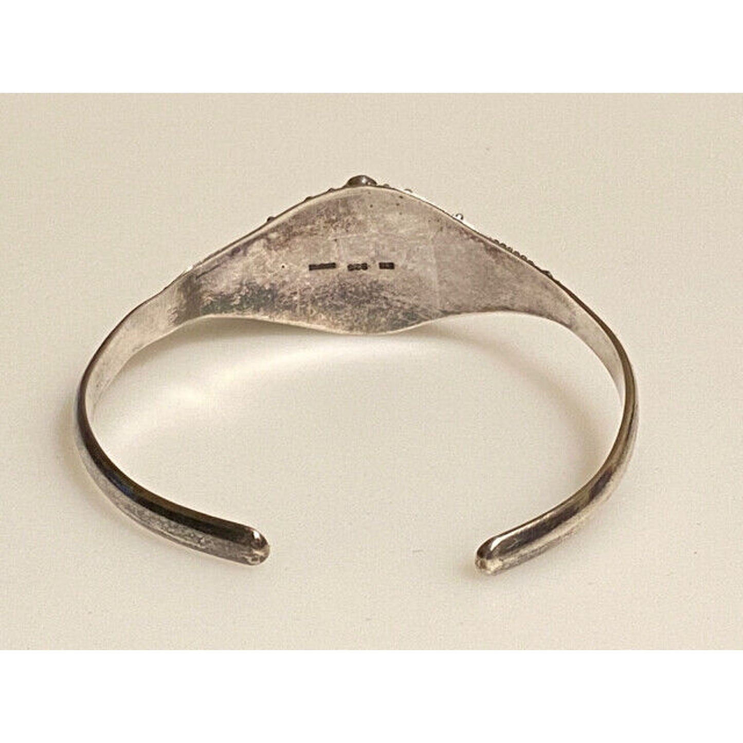 Signed ATI Sterling Silver Onyx Cuff Bracelet