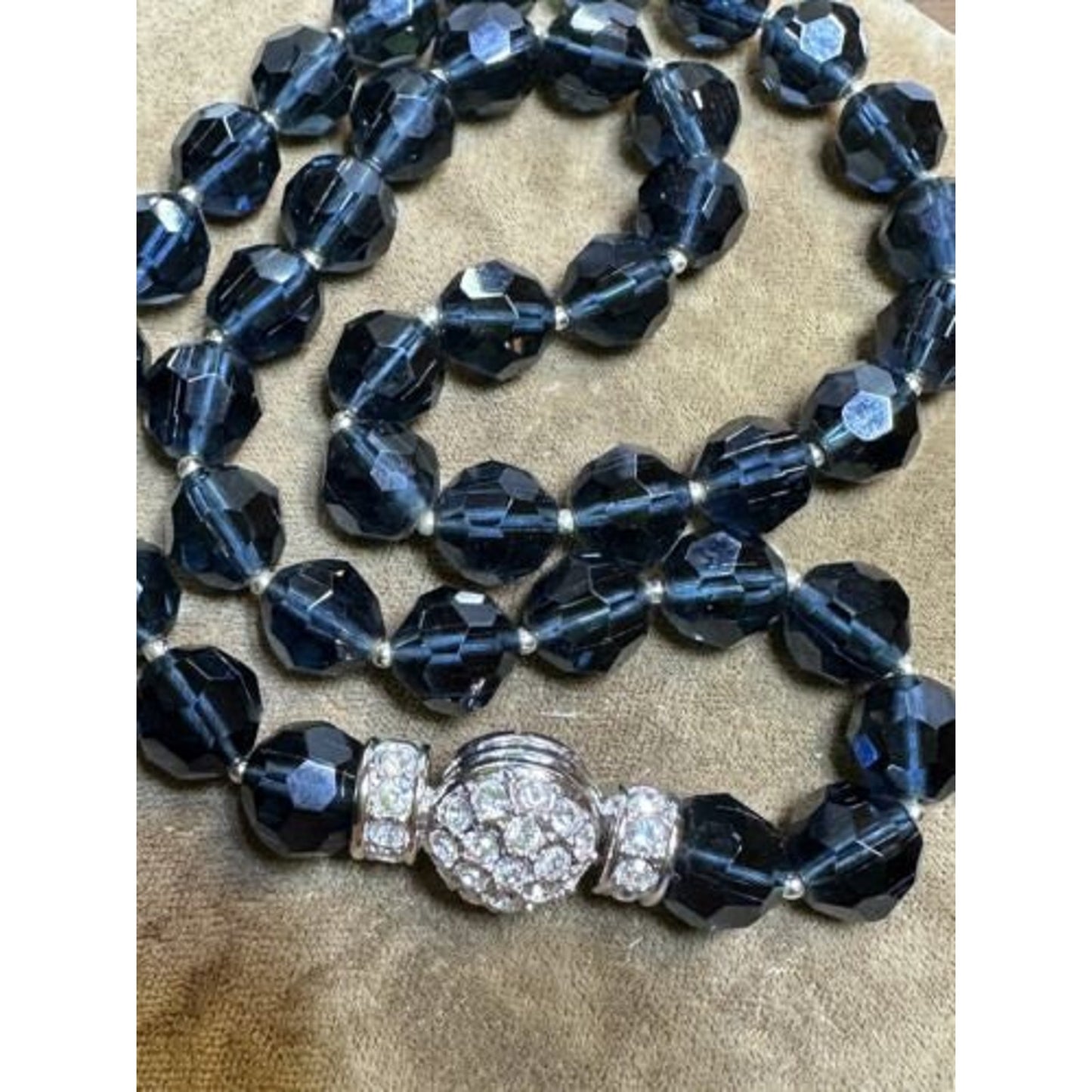 Nolan Miller Pacific Blue Swarovski Crystal Beaded Necklace Reversible Clasp