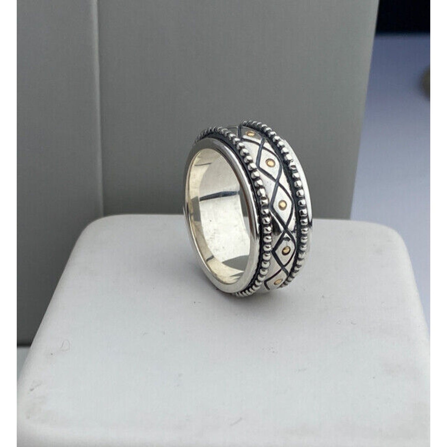 RoManse Robert Manse Men's Sterling Silver18k Spinner Band Ring Size 10