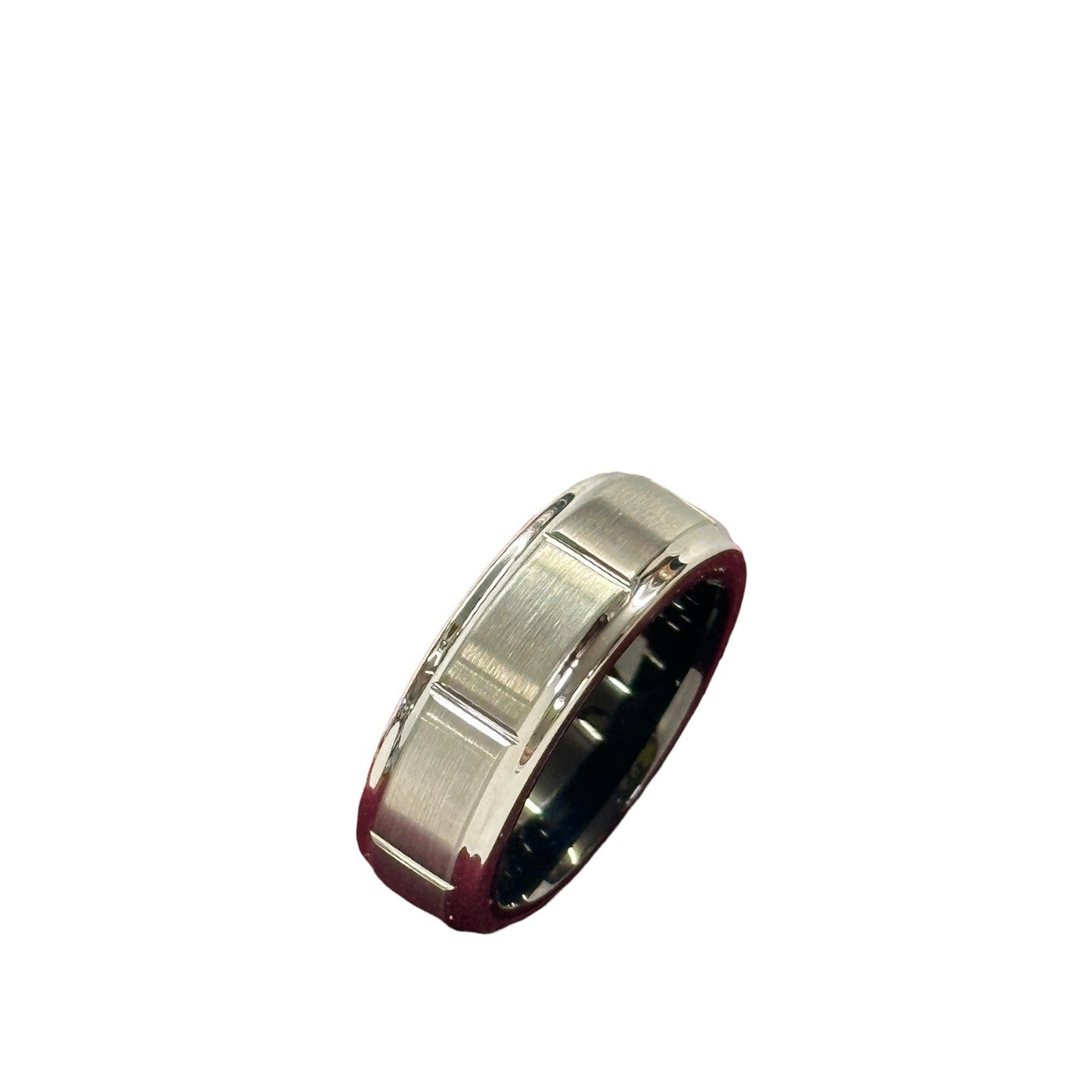 Men's Sapphire Tungsten 3 Diamond 8mm Titanium /Black PVD Interior Wedding Band