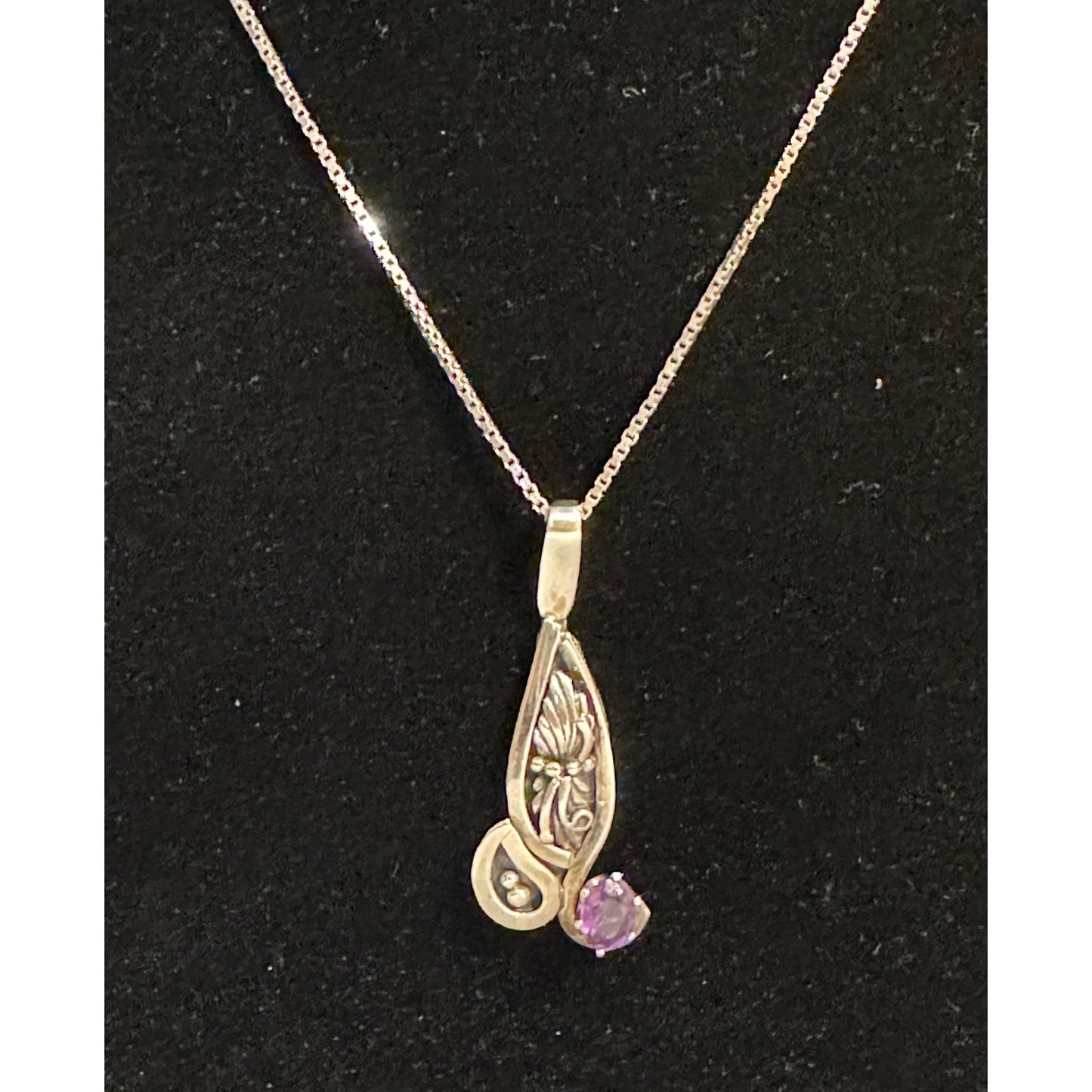 Vintage W. Begay Sterling Silver Amethyst Pendant Necklace