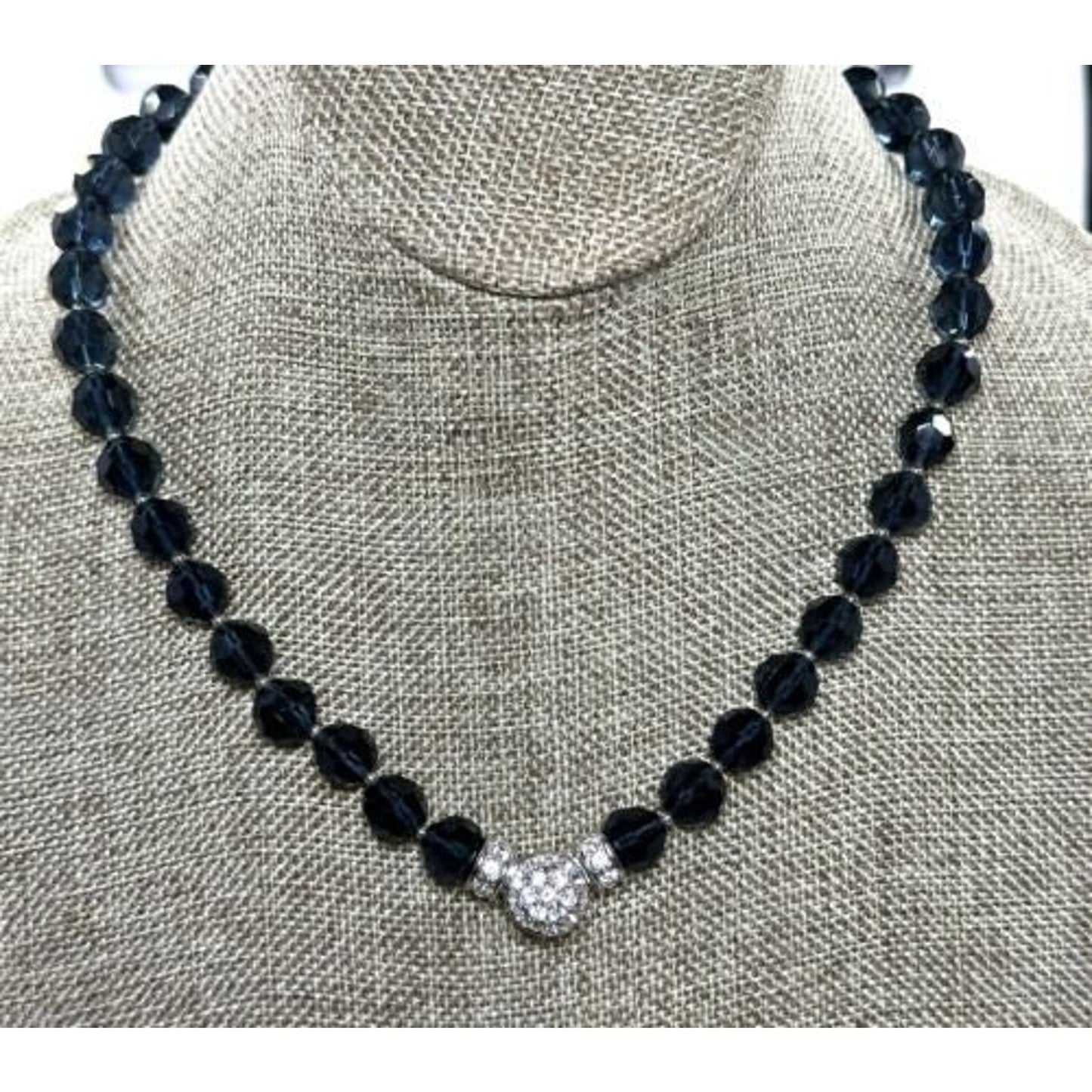 Nolan Miller Pacific Blue Swarovski Crystal Beaded Necklace Reversible Clasp