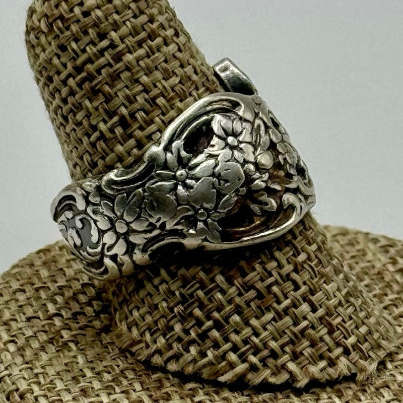 Vintage Reed & Barton Floral Spoon Ring Bypass ring Sz 6.5