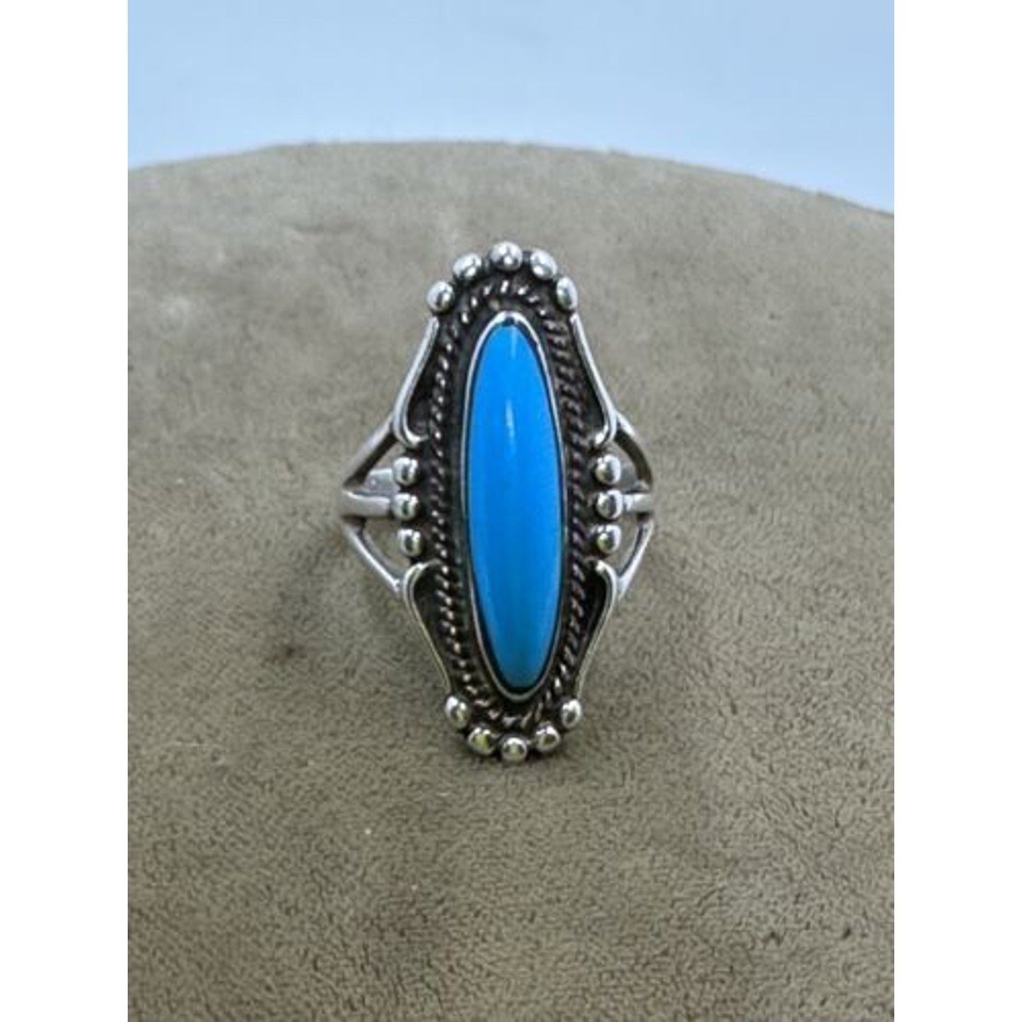 Vintage Ted OTT Native American Sterling Silver Turquoise Ring