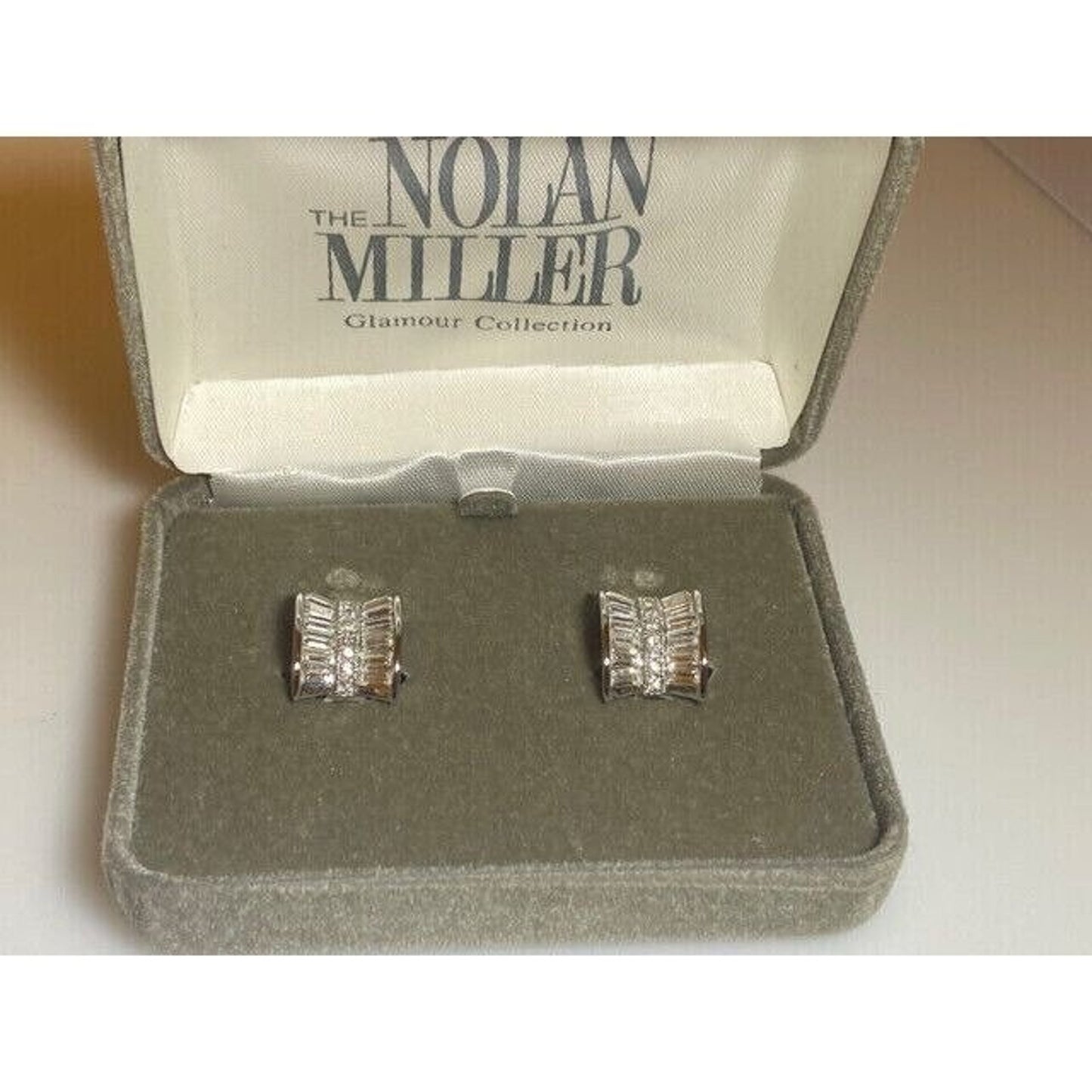 Nolan Miller Silvertone Rhinestone Clip Back Earrings