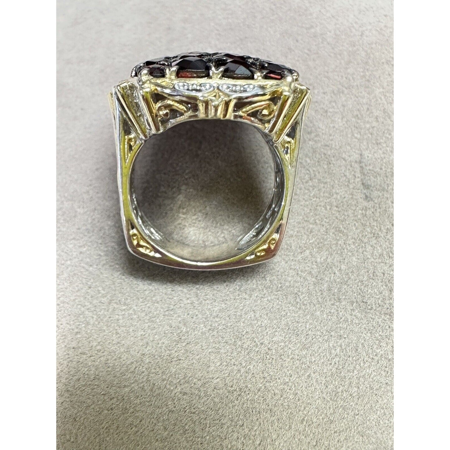 Gems en Vogue 9.00ctw Checkerboard Cut Mozambique Garnet Elongated Ring 6 3/4