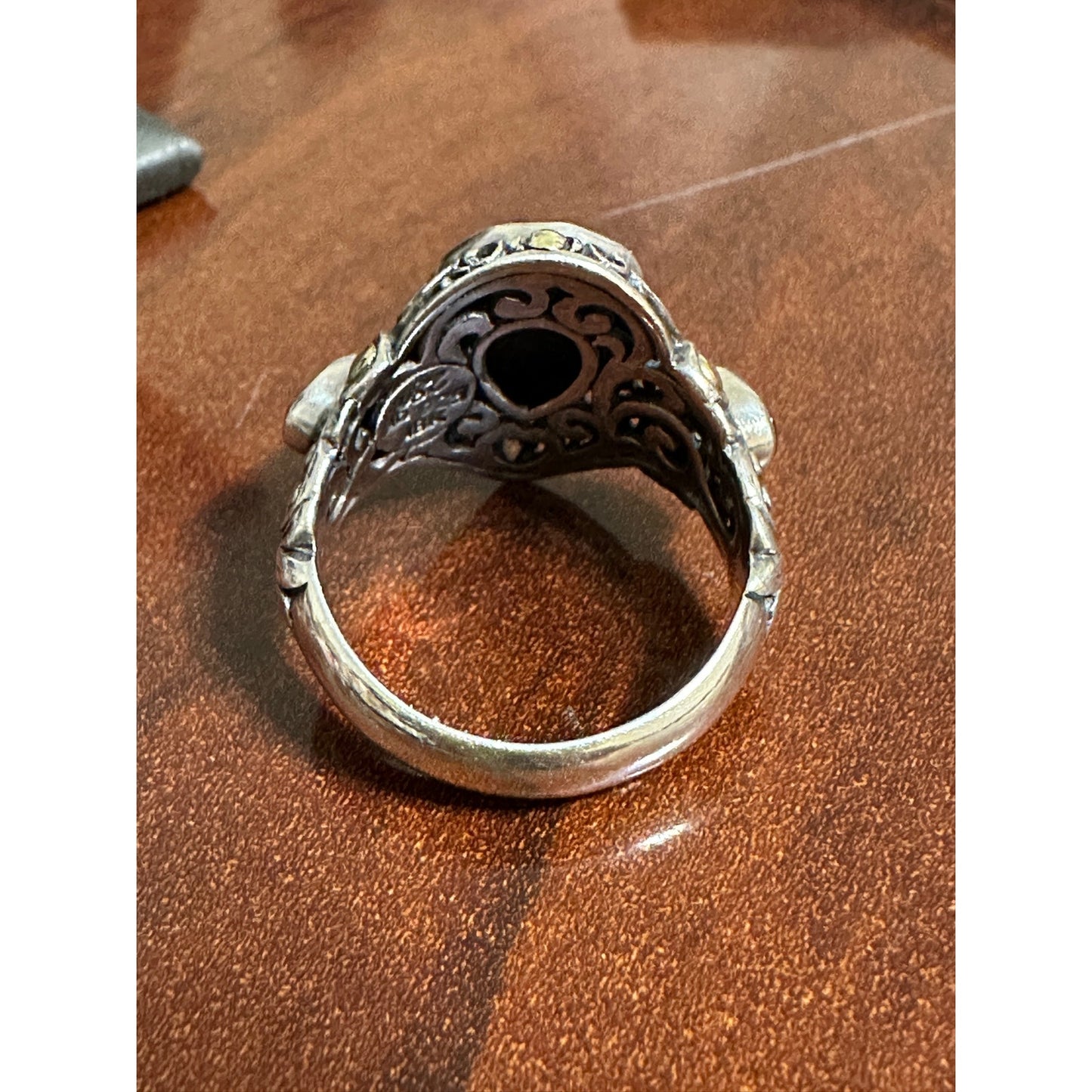 Robert Manse 18k Gold Sterling Silver Blue Goldstone Garnet Ring Size 9