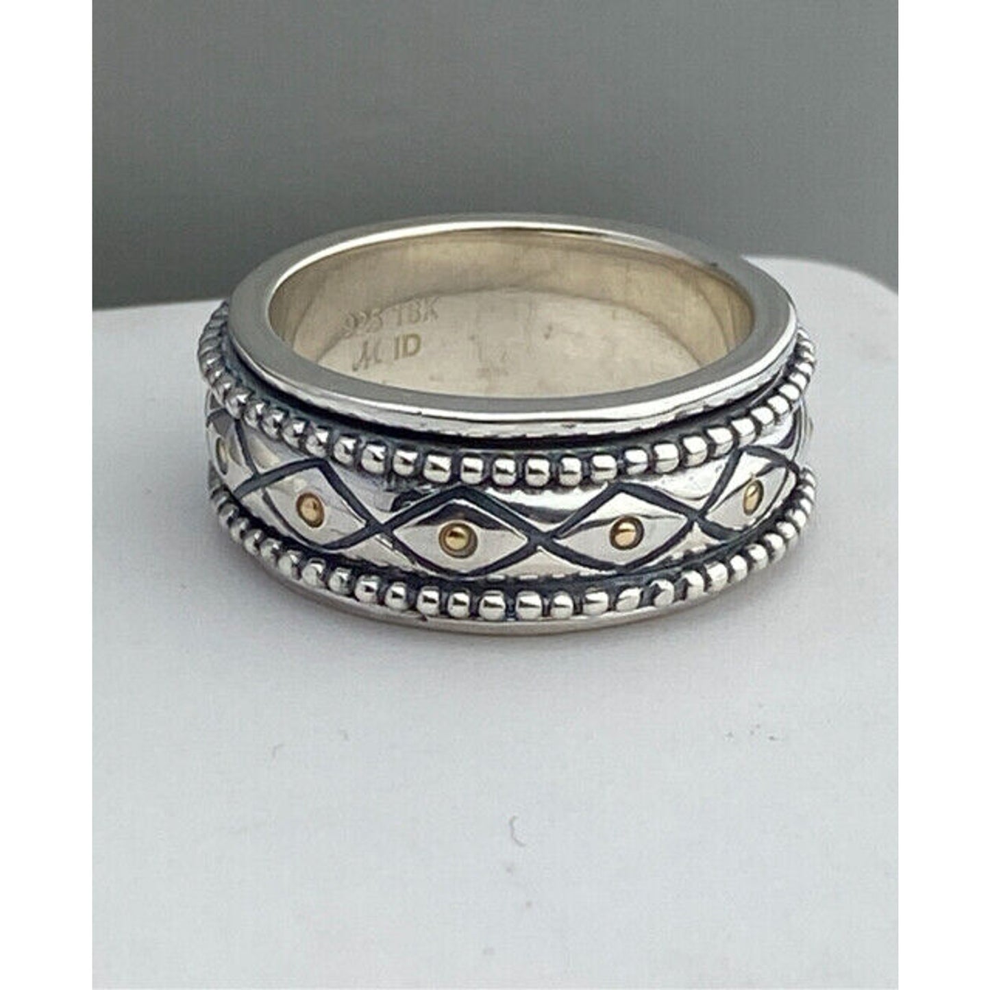 RoManse Robert Manse Men's Sterling Silver18k Spinner Band Ring Size 10