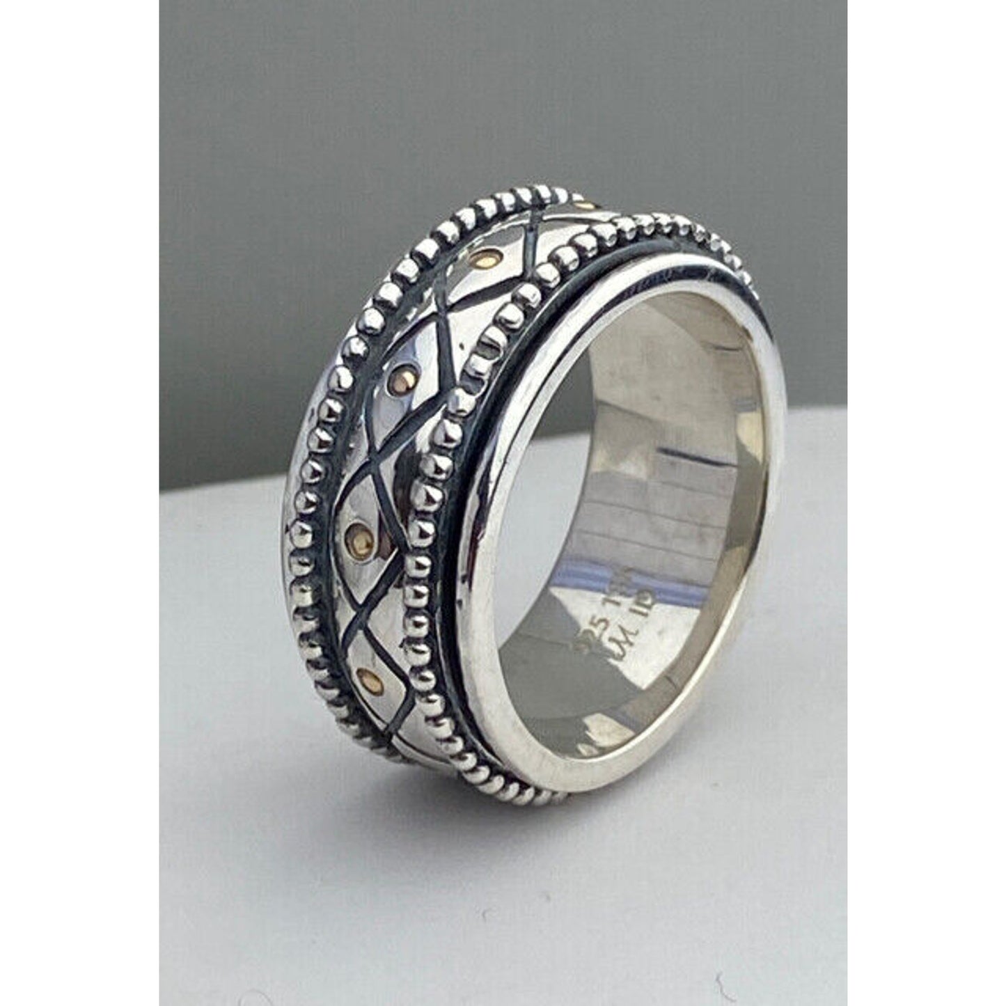 RoManse Robert Manse Men's Sterling Silver18k Spinner Band Ring Size 10