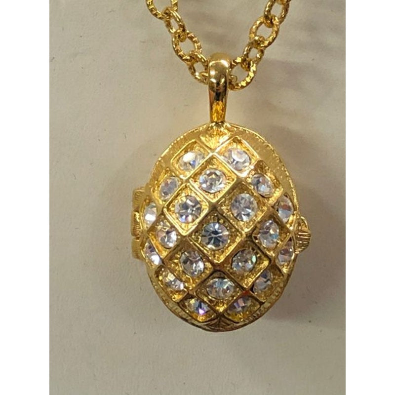 Joan Rivers Goldtone Rhinestone locket Necklace w/ Bee inside