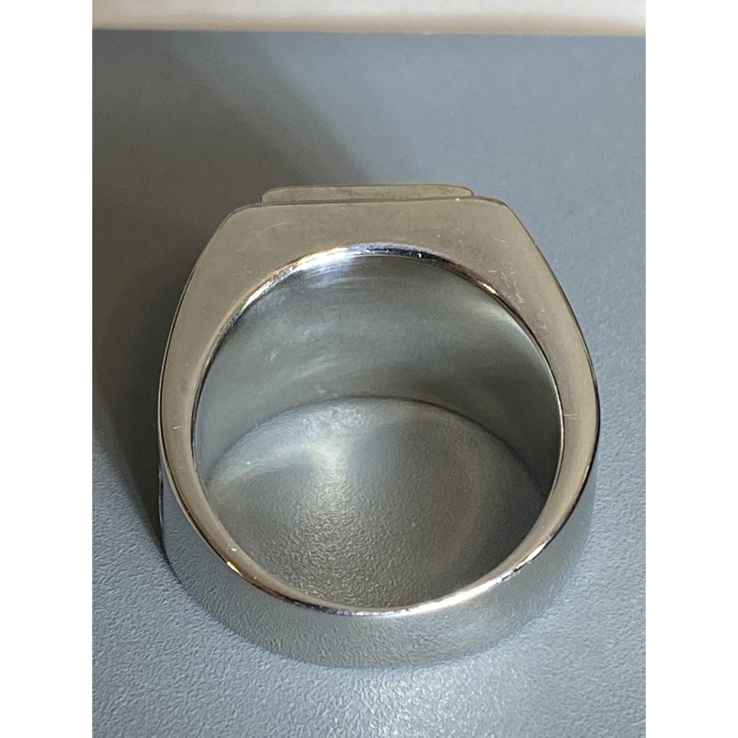 Mens Stainless Steel Blue Topaz Ring Size 9
