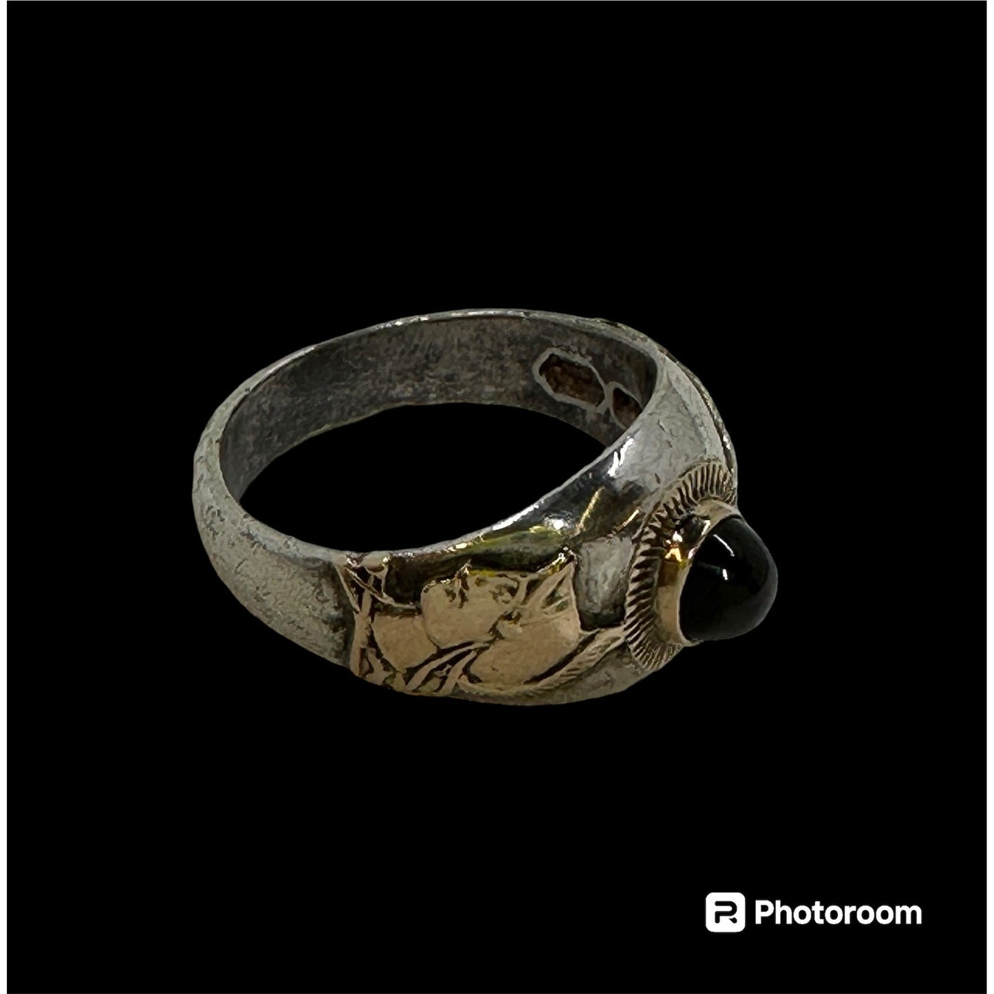 Vintage Sterling Silver 14k Gold Trojan Ring Size 9