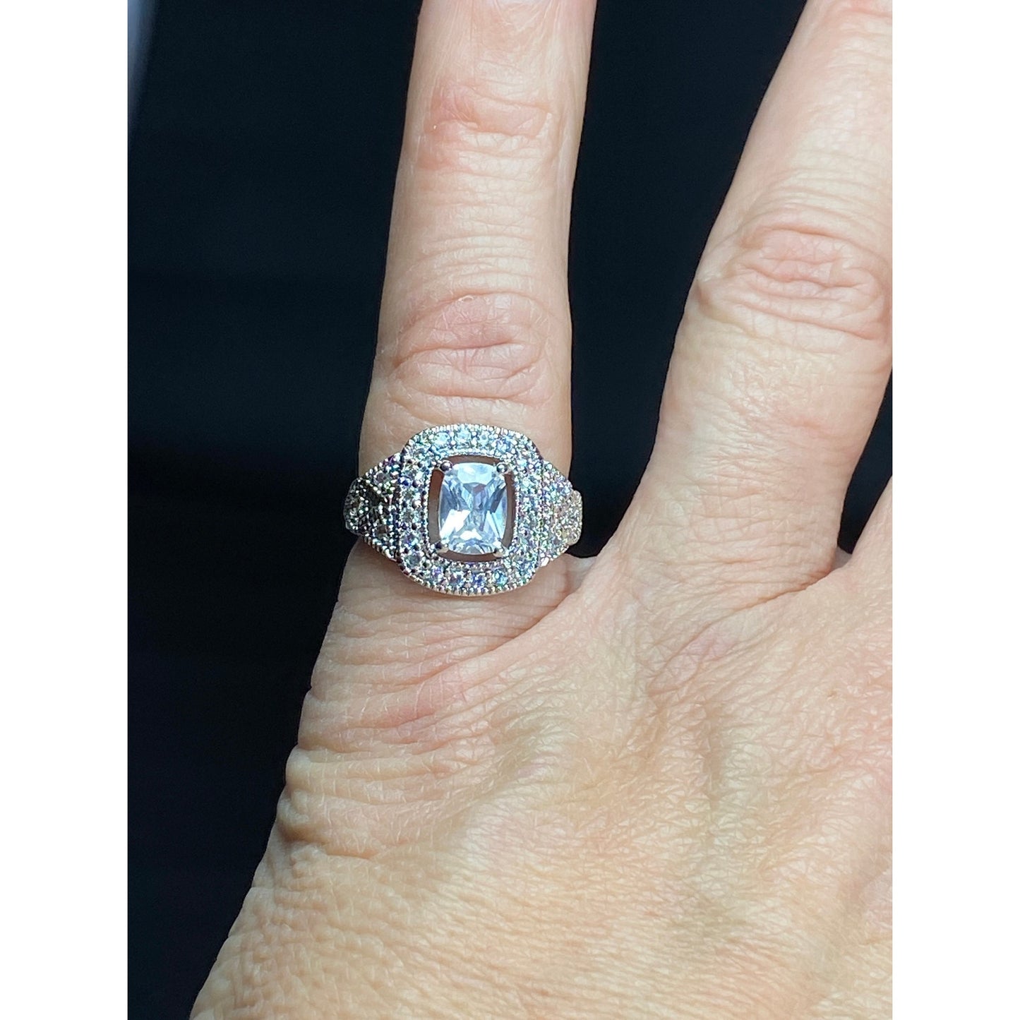 PDJ Sparkling CZ Art Deco Style Ring Size 7