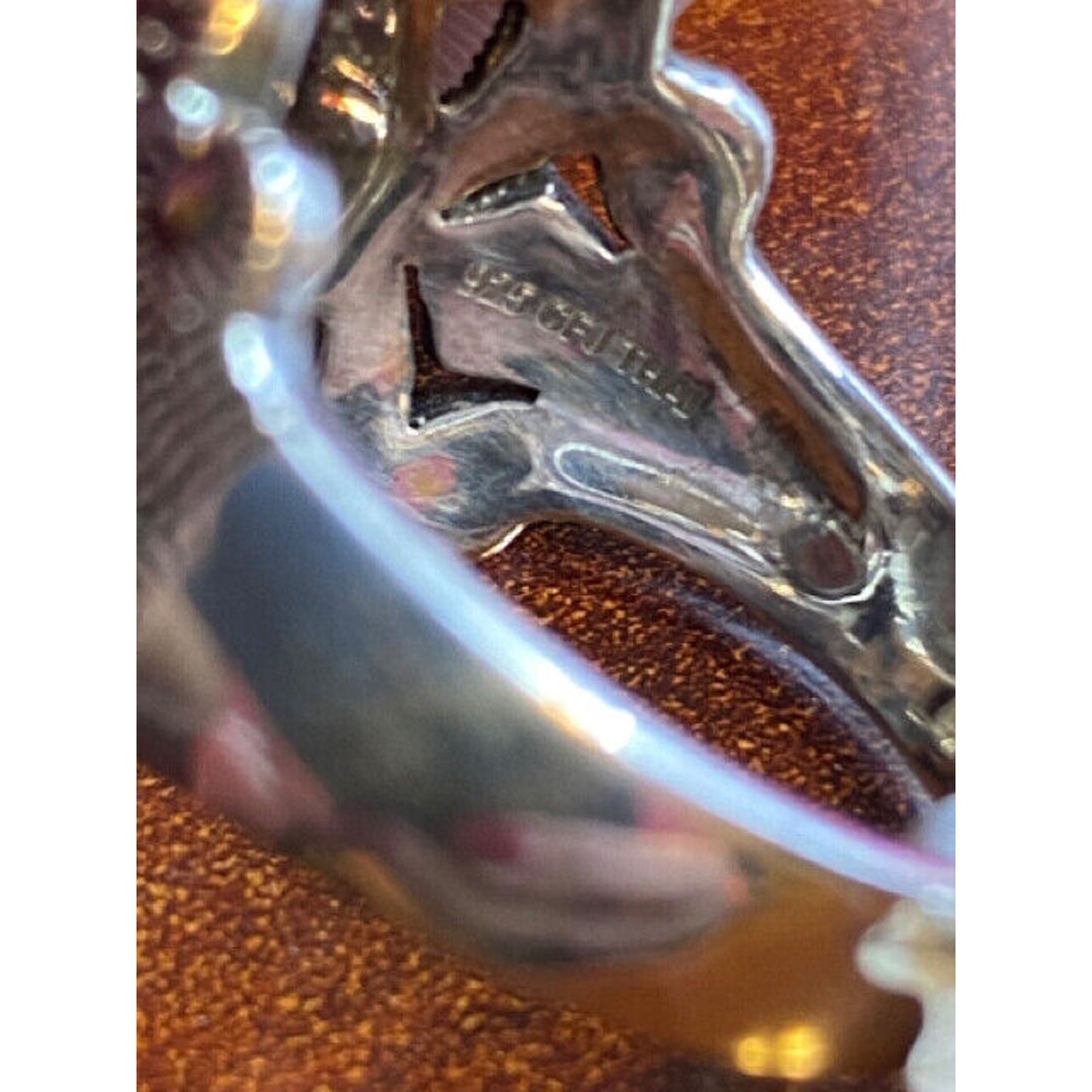Big Bold Sterling Silver Marcasite Orange Jasper Ring Size 9 3/4 Ring