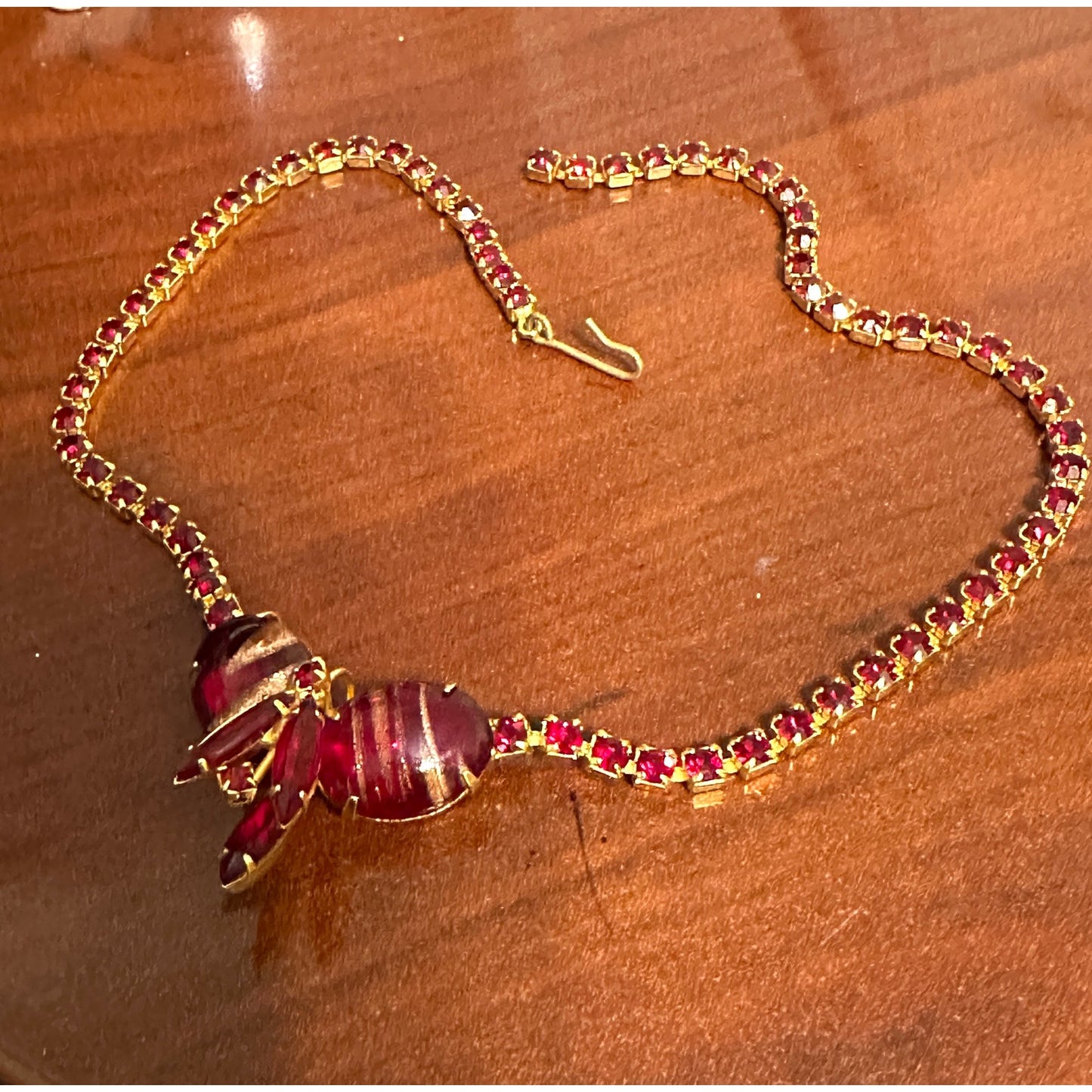 Delizza and Elster Juliana Necklace–Red Gold Shimmer Stones