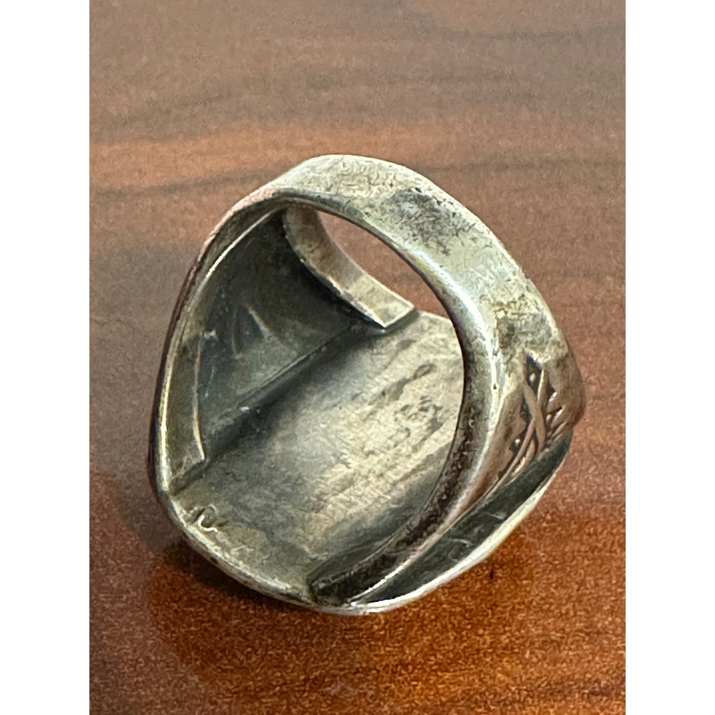 Vintage Large Sterling Silver Turquoise Native American Stamped Ring Size 8.75