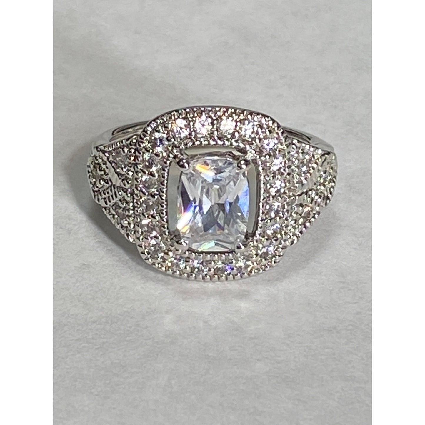 PDJ Sparkling CZ Art Deco Style Ring Size 7