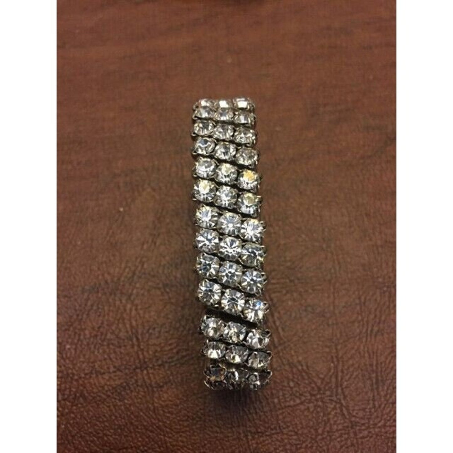 Vintage Silver-tone Triple Row Rhinestone Expansion Bracelet