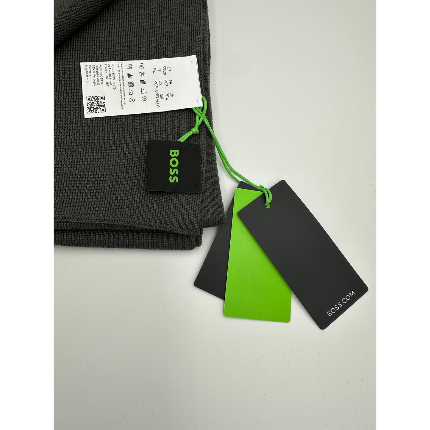 Hugo Boss Aride X Scarf Gray Black Logo NWT 50499399
