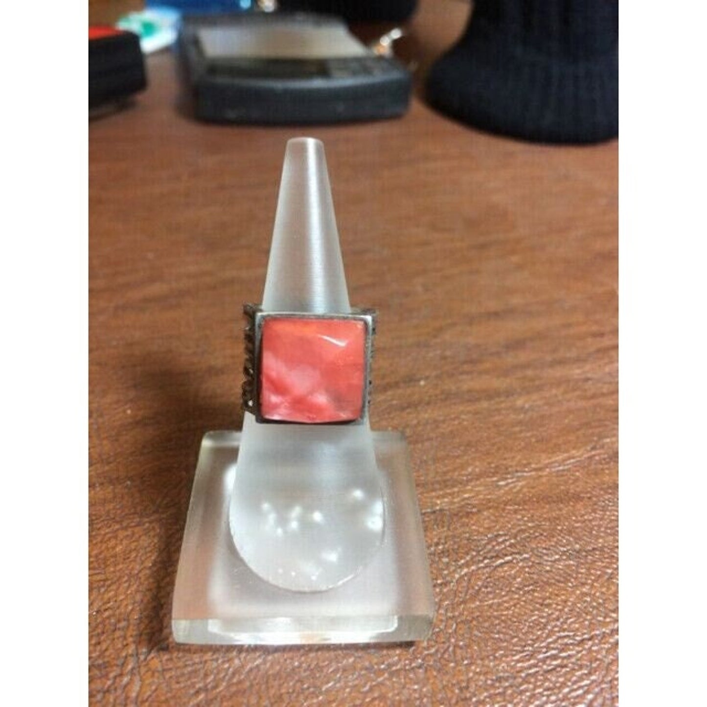 Beautiful Sterling Silver Ladies Peach Pink Quartz Sz 5 1/2 Ring