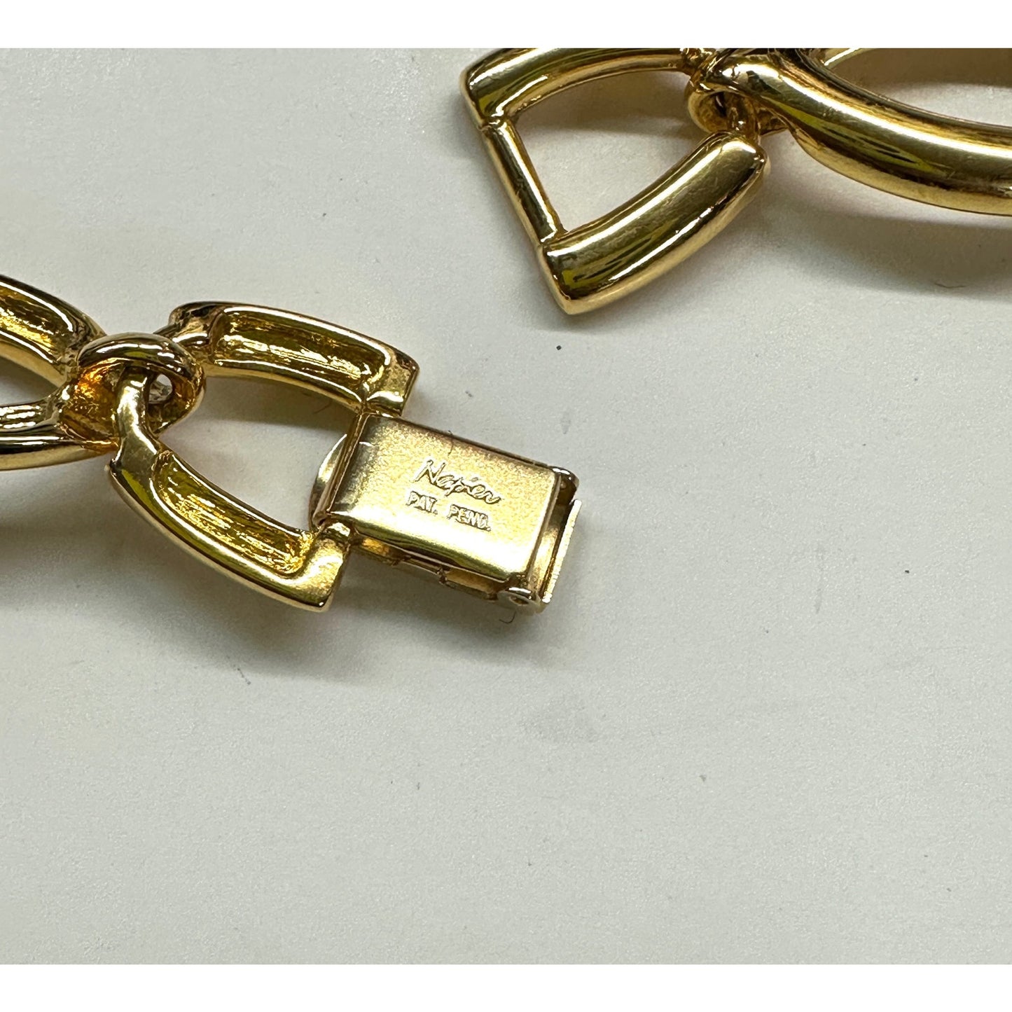 Vintage NAPIER Gold-Tone Sage Green Enamel Necklace & Earrings Set