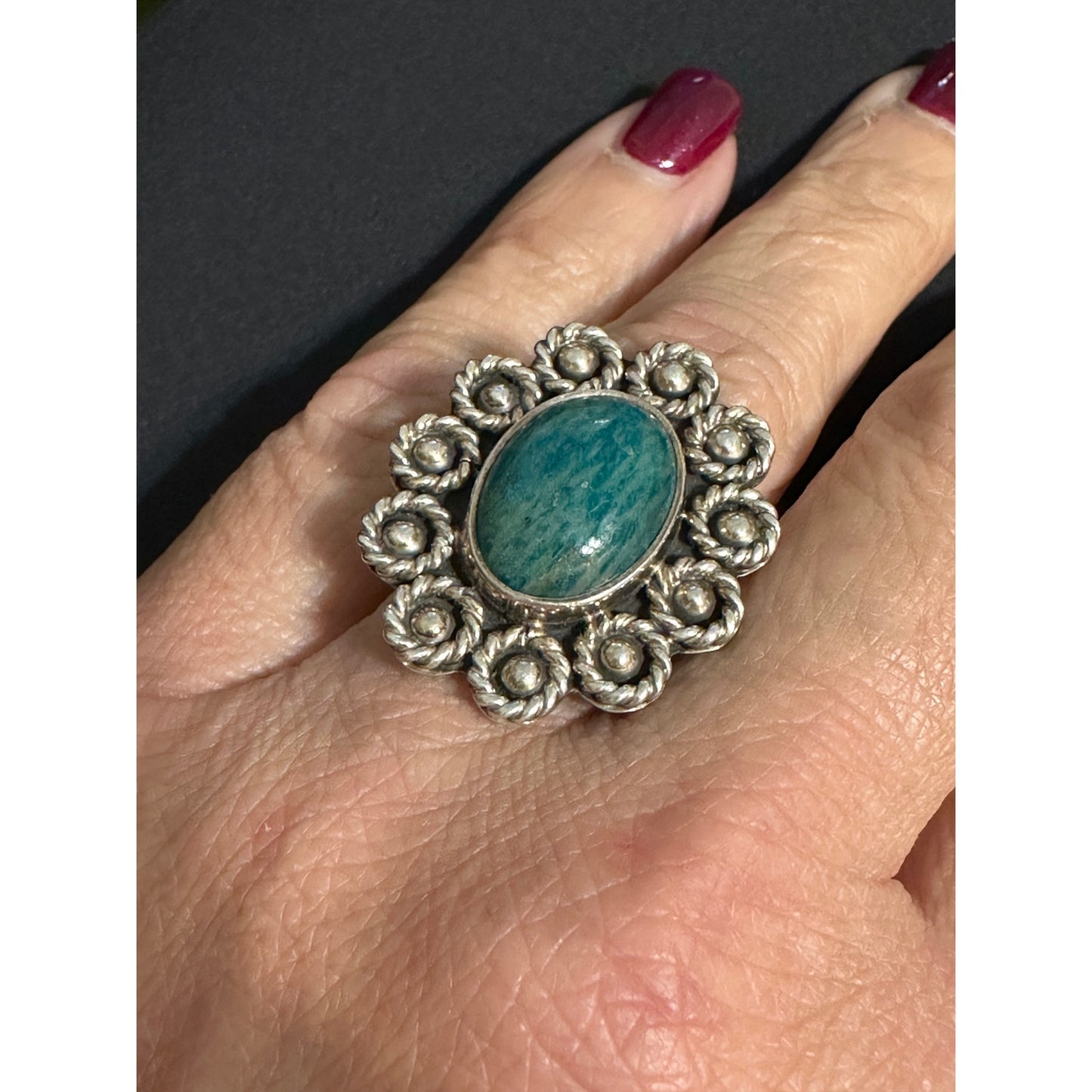 Cii 925 Mexico Green Chrysocolla Sterling Silver Ring Size 9 3/4