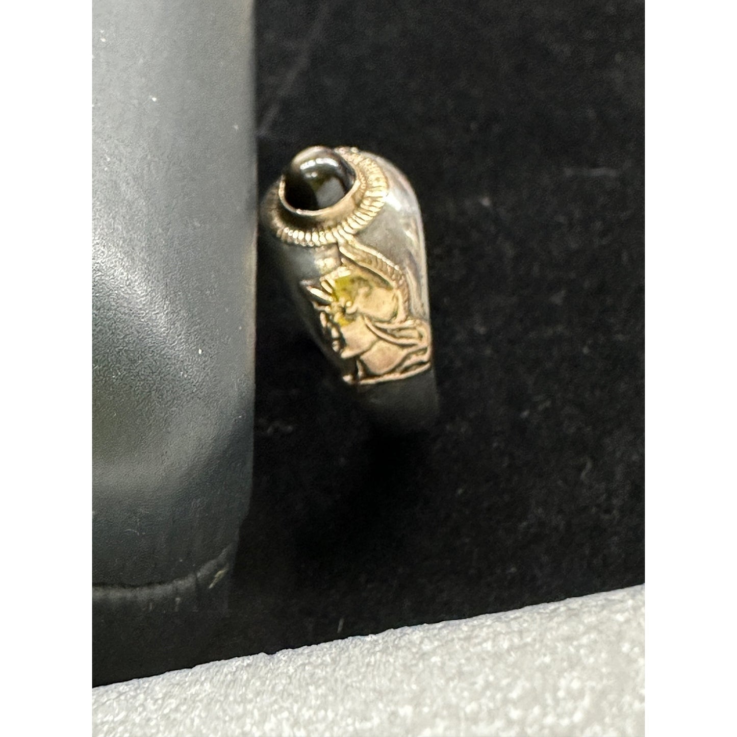 Vintage Sterling Silver 14k Gold Trojan Ring Size 9
