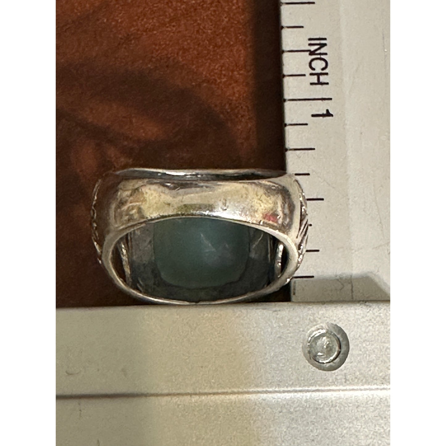 Chunky Sterling Silver Green Chalcedony Ring Size 8.5